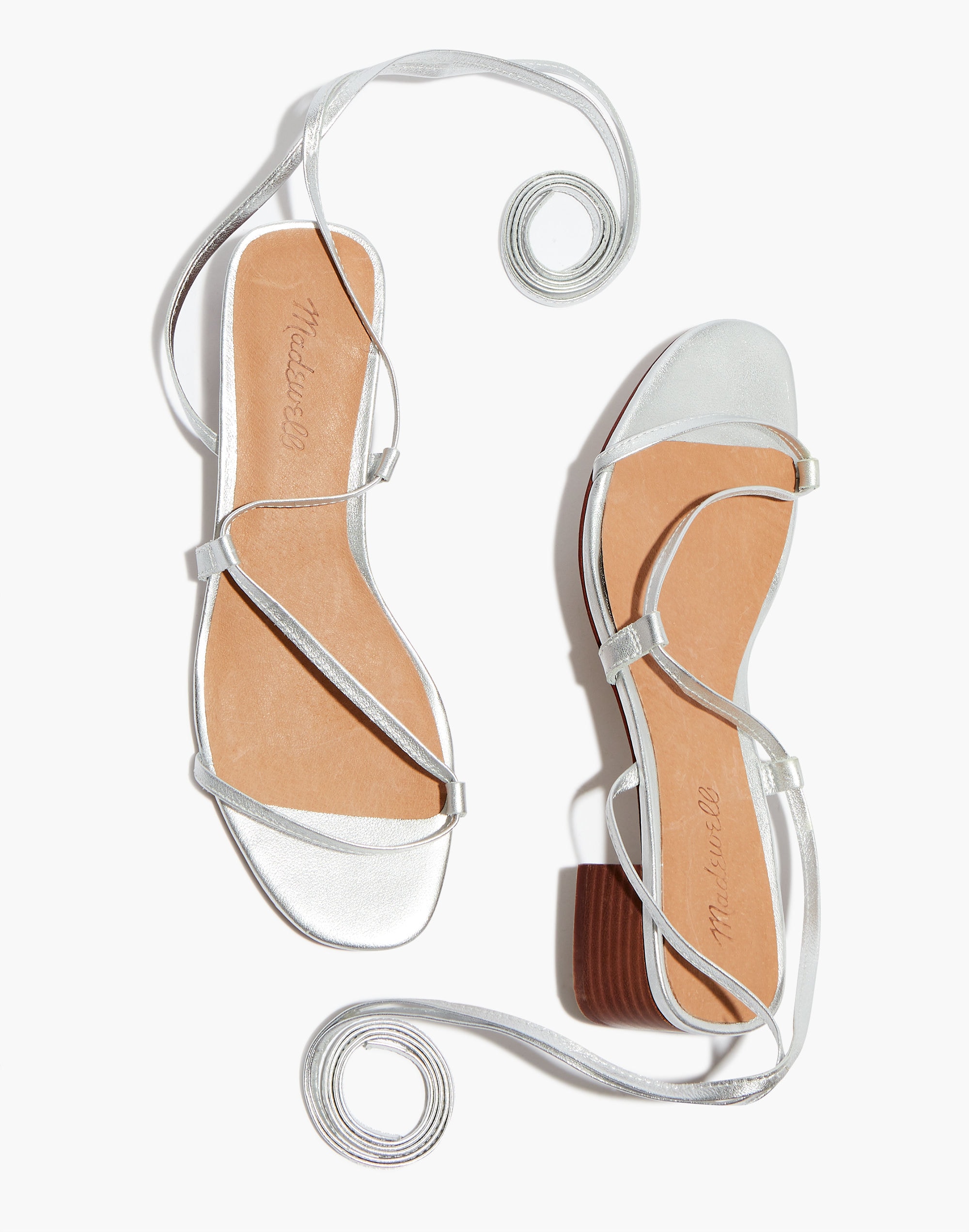 The Brigitte Lace-Up Sandal in Metallic Leather