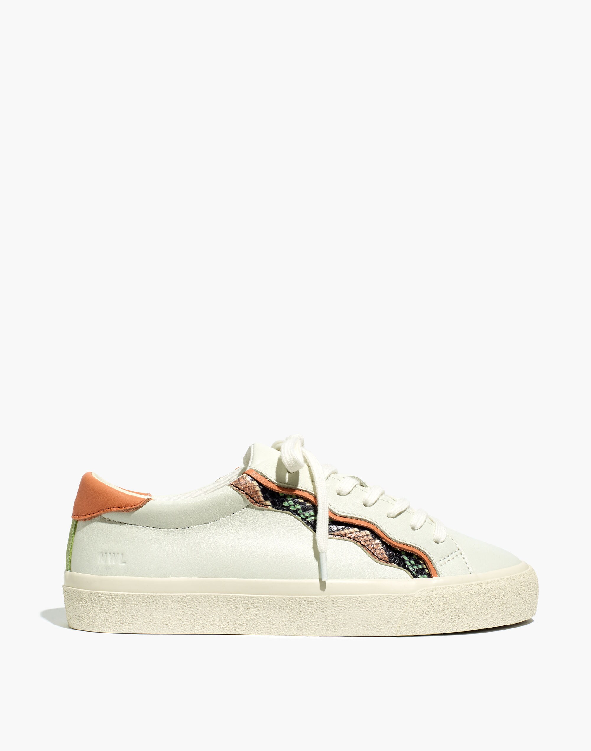 Sidewalk Low-Top Sneakers in Snake Embossed Leather: Wave Edition