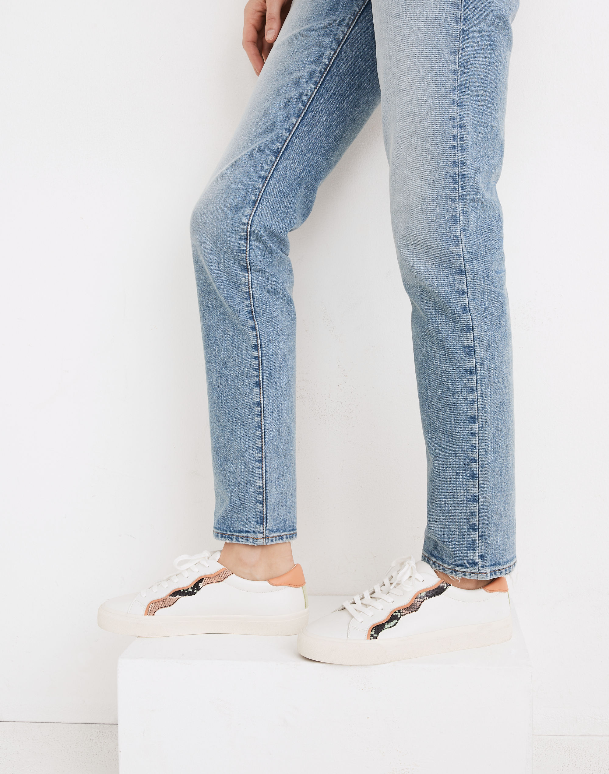 Sidewalk Low-Top Sneakers in Snake Embossed Leather: Wave Edition