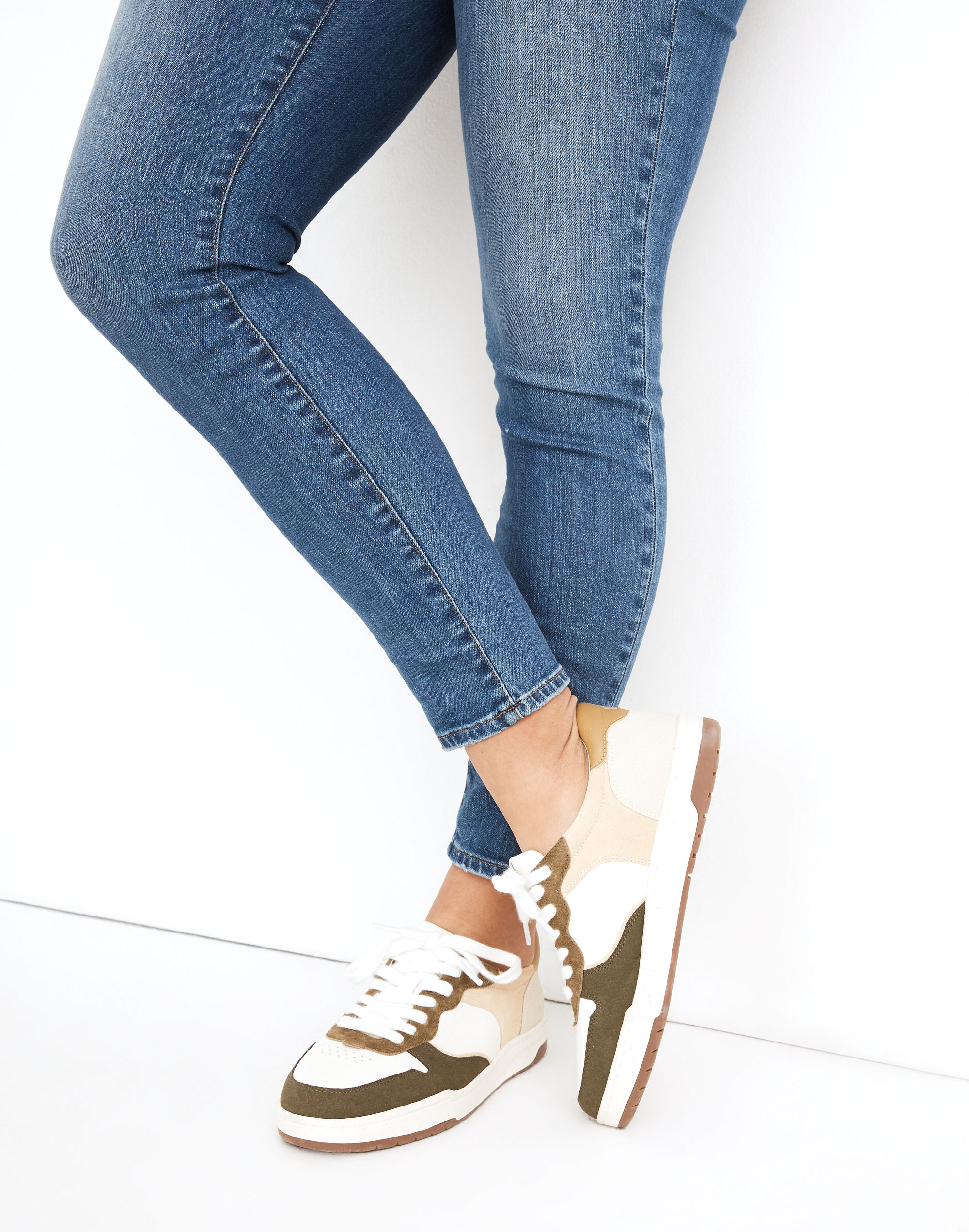 Court Sneakers in Colorblock Leather and Suede