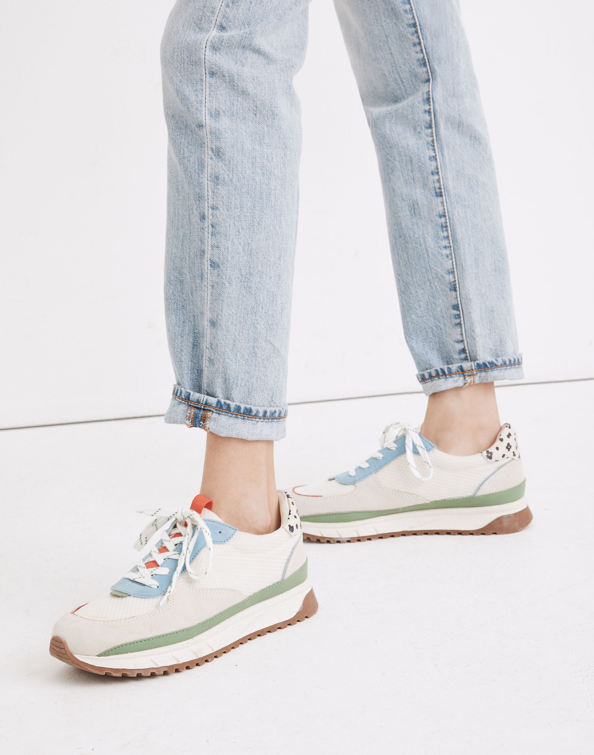 Kickoff Trainer Sneakers in Recycled Mesh and Leather