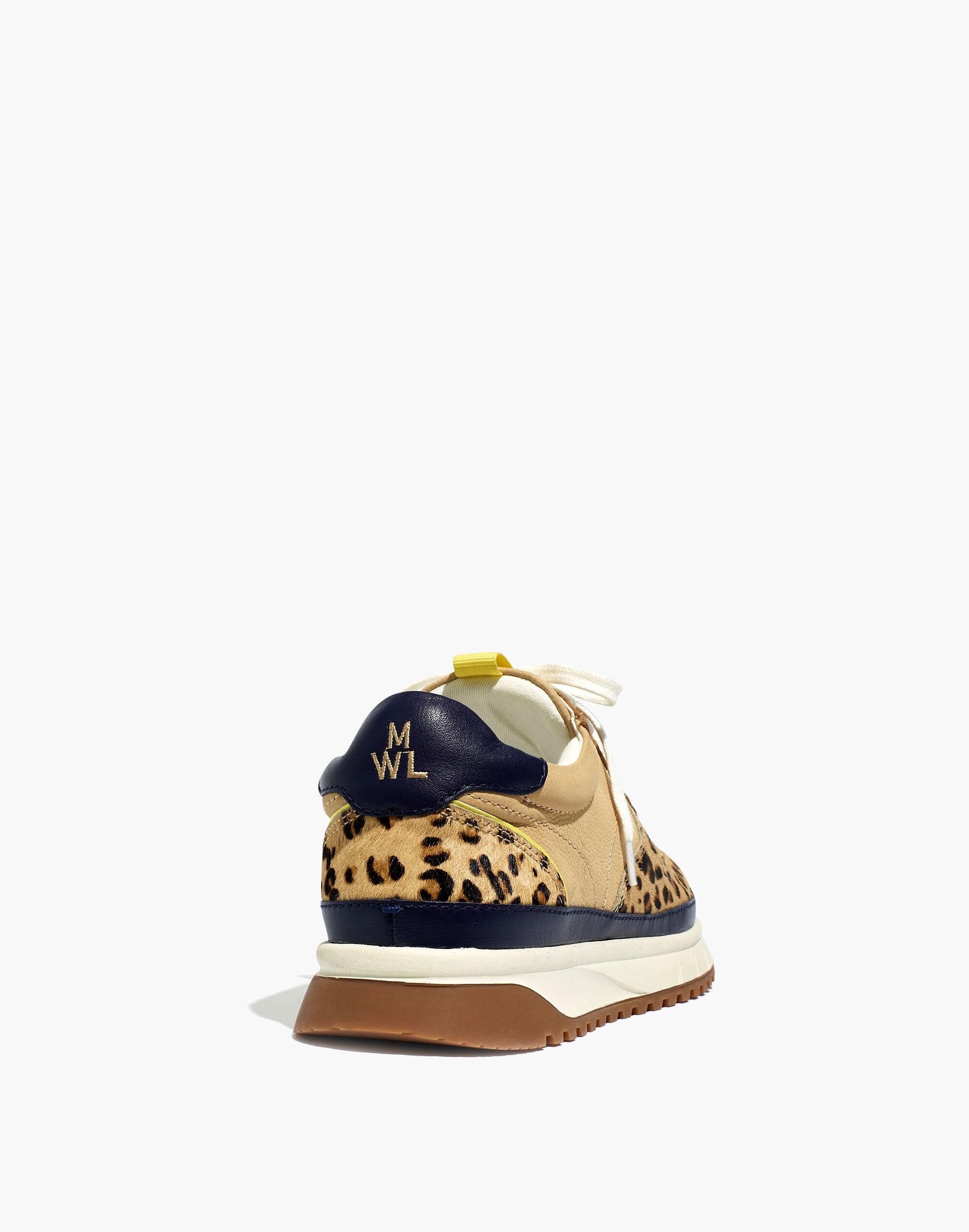 Kickoff Trainer Sneakers in Colorblock Leather and Leopard Calf Hair