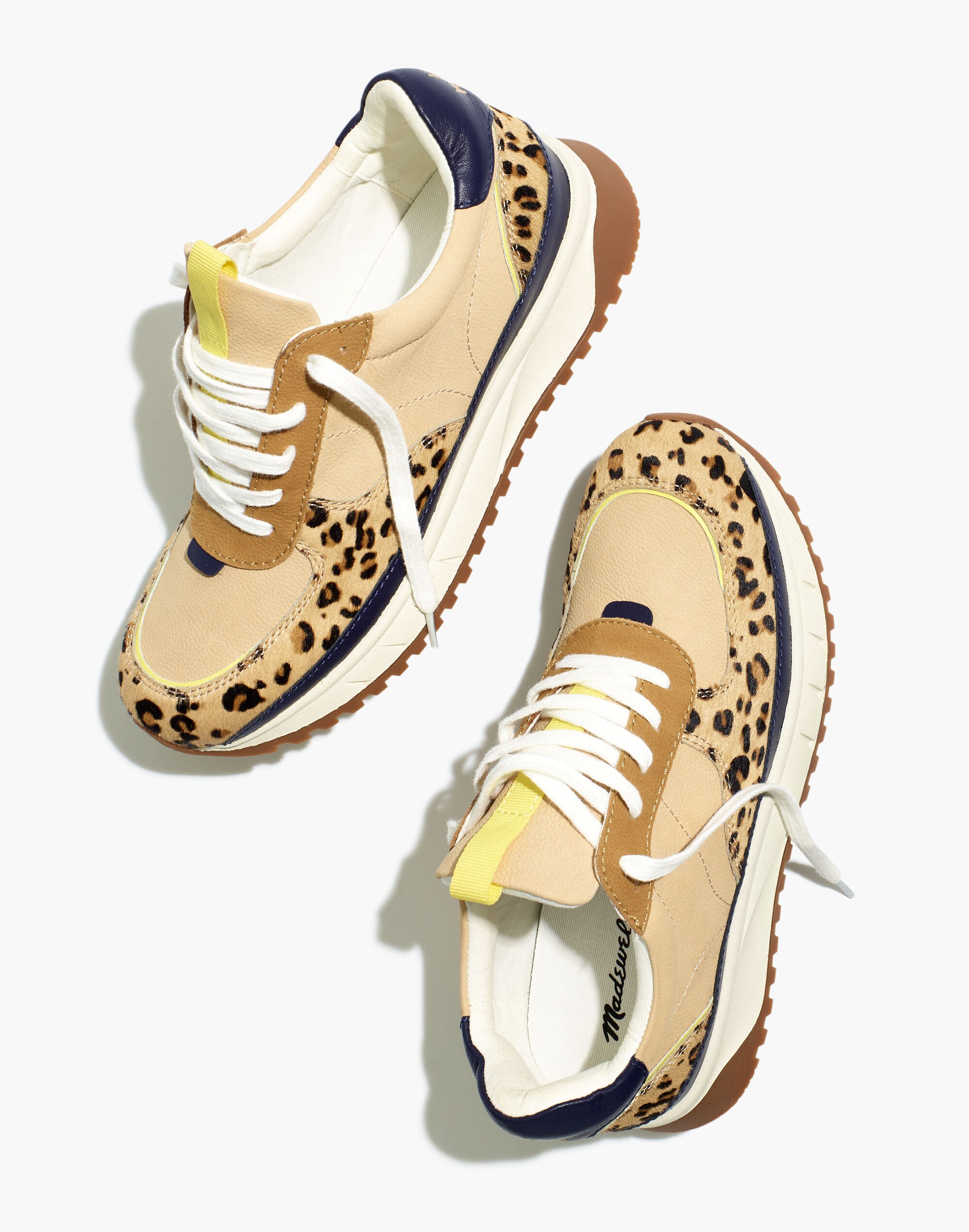 Kickoff Trainer Sneakers in Colorblock Leather and Leopard