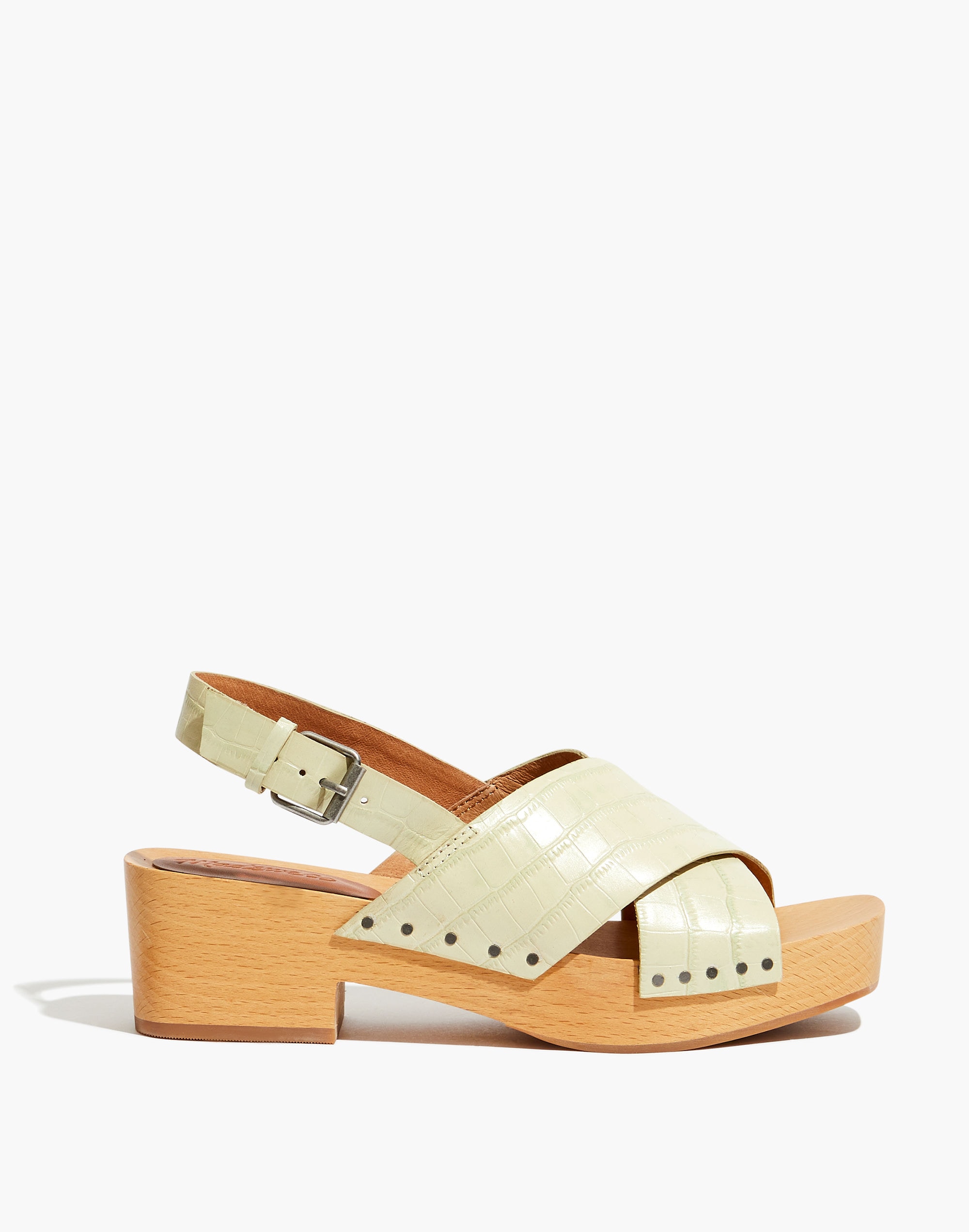 The Farrah Slingback Clog in Croc Embossed Leather