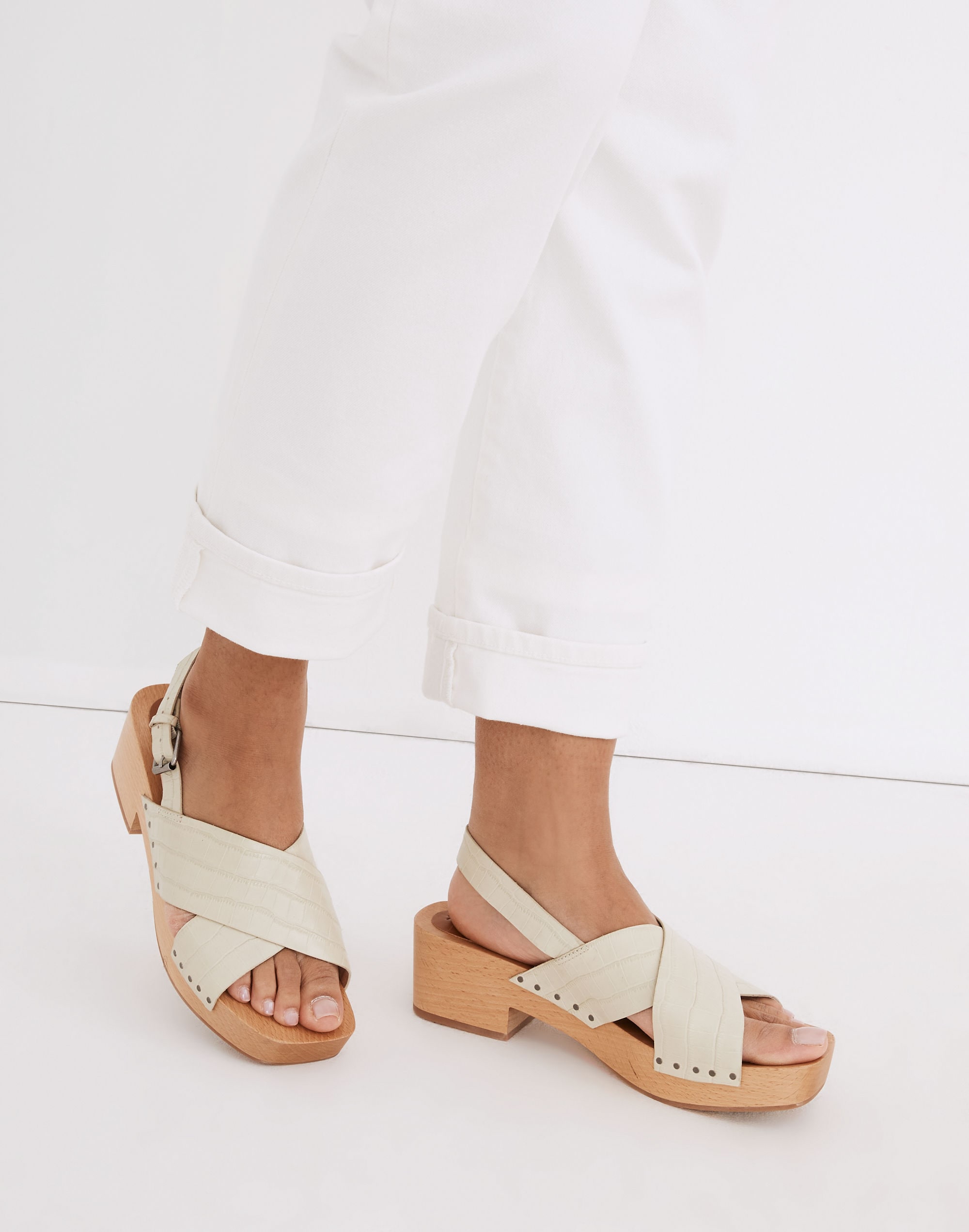 The Farrah Slingback Clog in Croc Embossed Leather