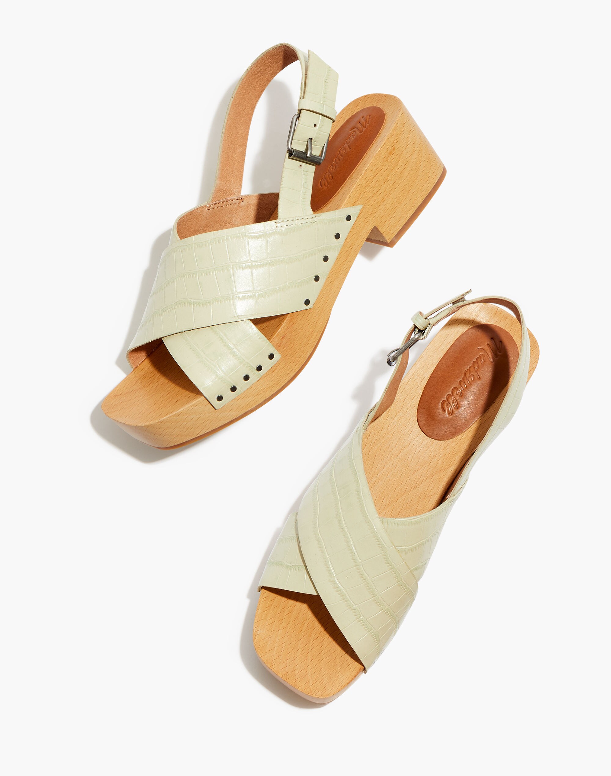 The Farrah Slingback Clog in Croc Embossed Leather