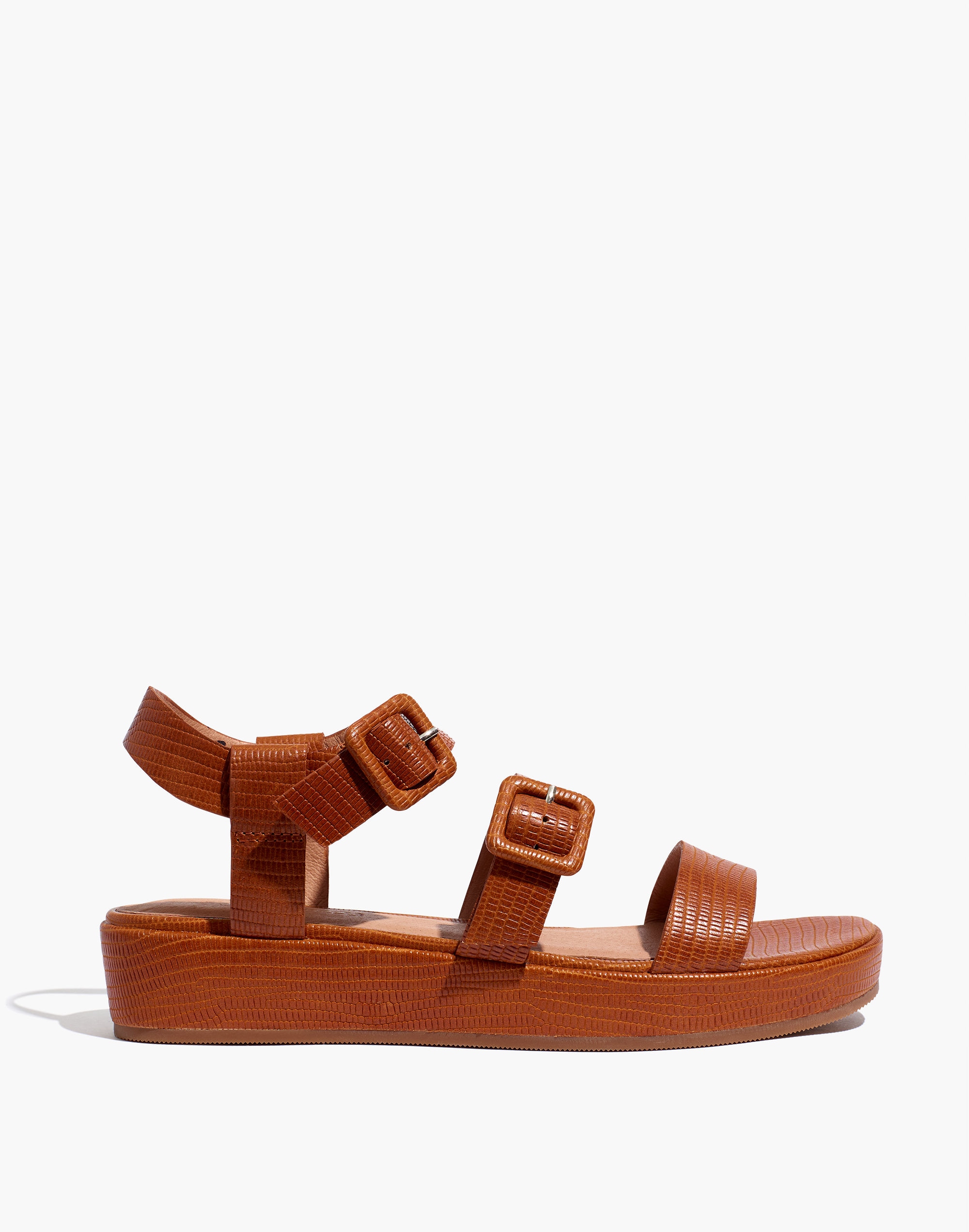 The Robin Platform Sandal in Lizard Embossed Leather