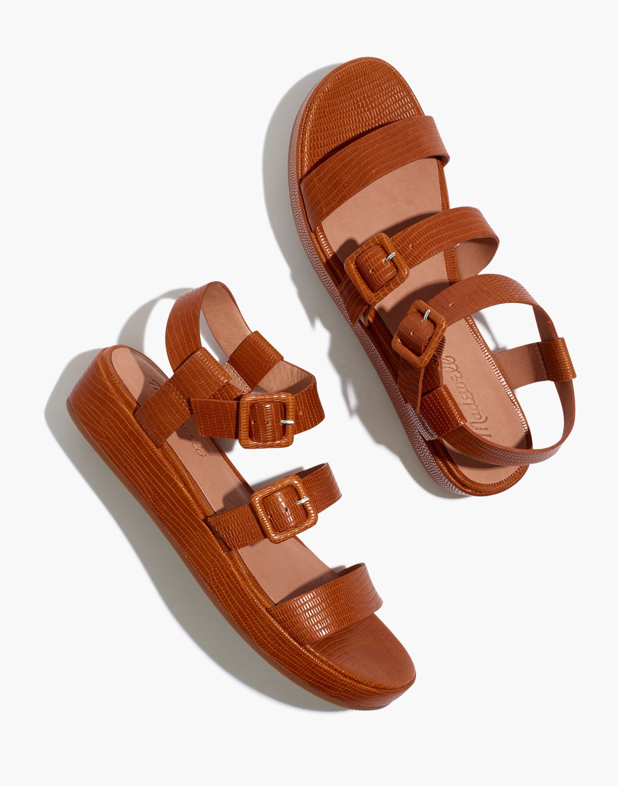 The Robin Platform Sandal in Lizard Embossed Leather