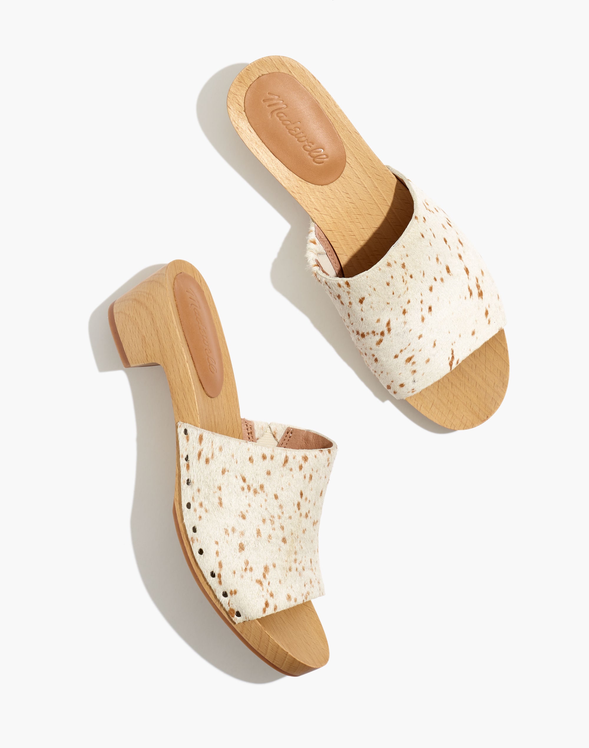 The Evelyn Slide Clog in Spotted Calf Hair
