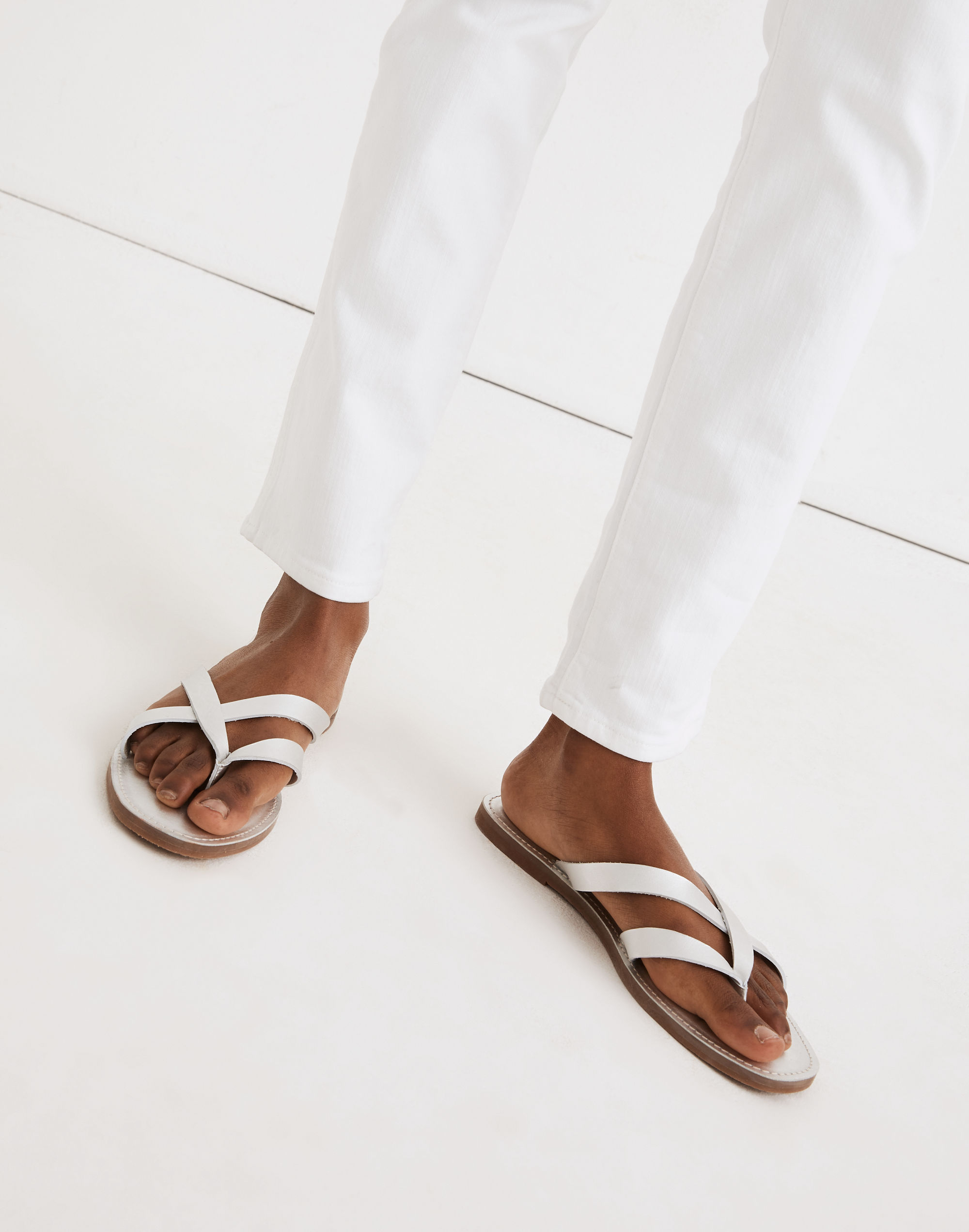 The Boardwalk Thong Sandal in Metallic Leather
