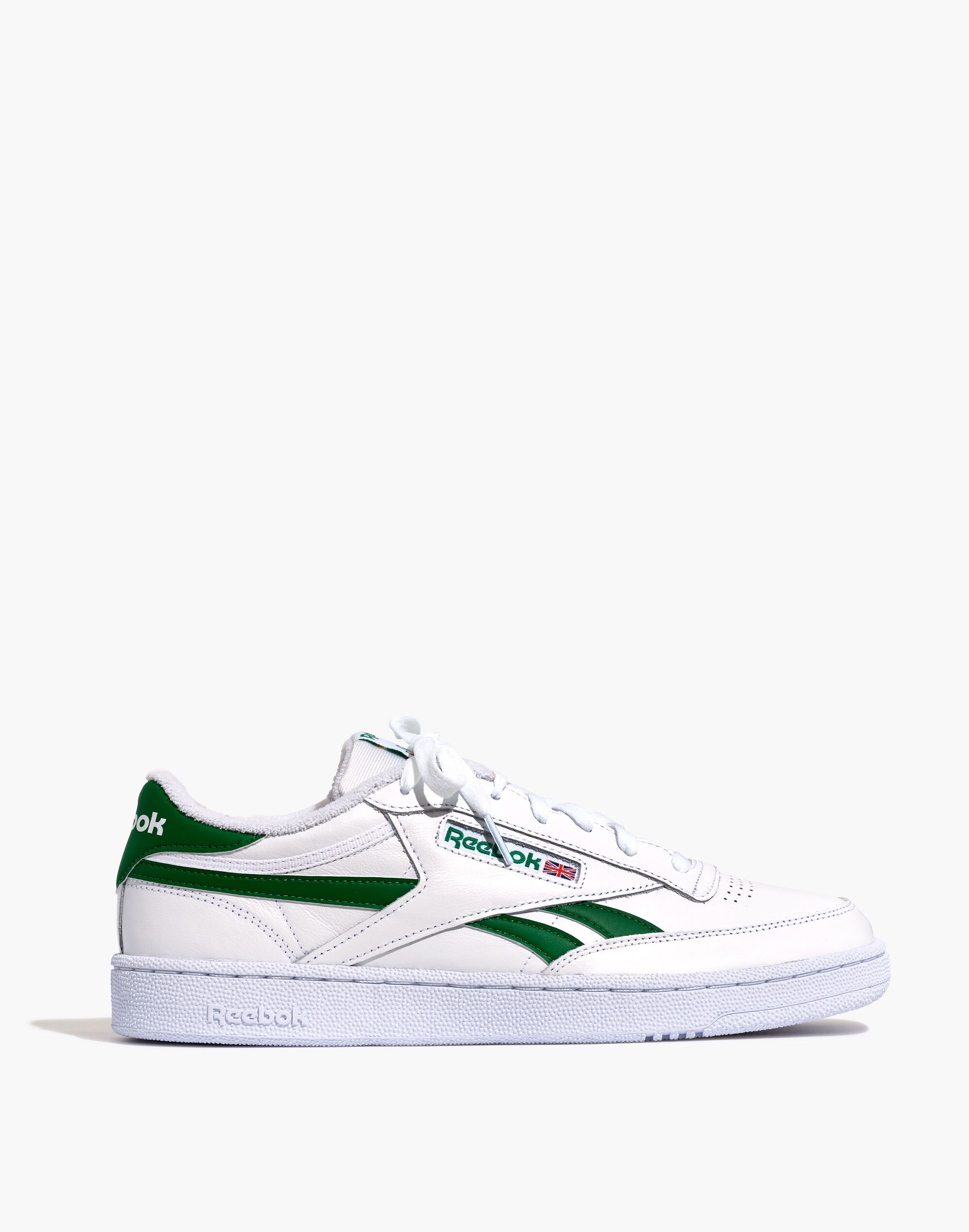 Reebok&reg; Leather Club C Revenge Sneakers in White and Green