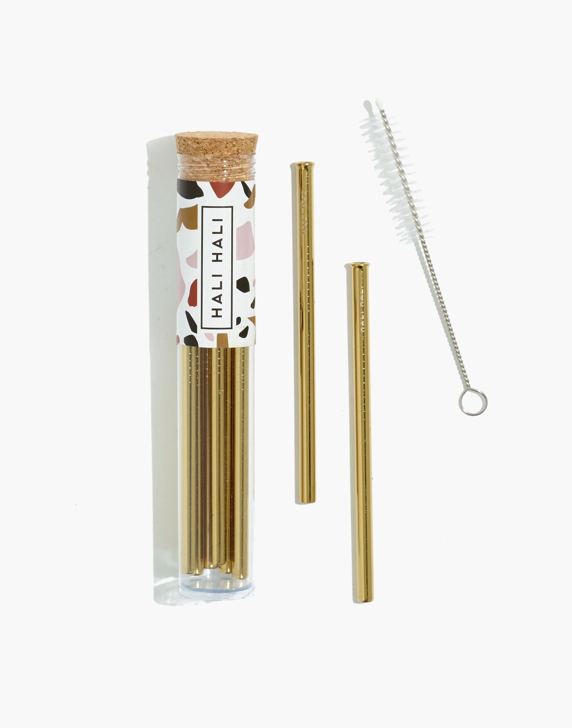 Hali Hali Design Eight-Piece Terrazzo Reusable Cocktail Straw Set