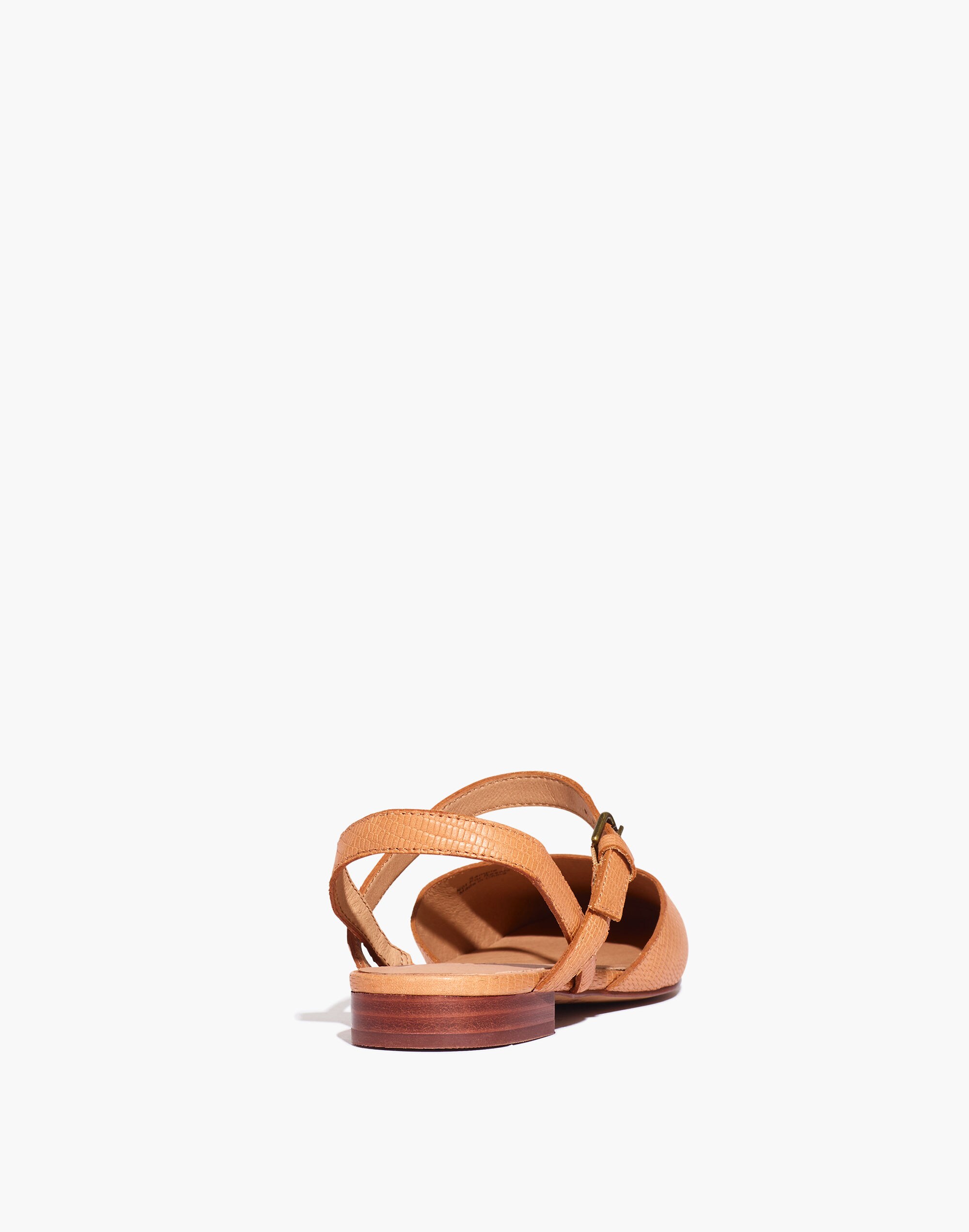 The Jeanne Slingback Flat in Lizard Embossed Leather