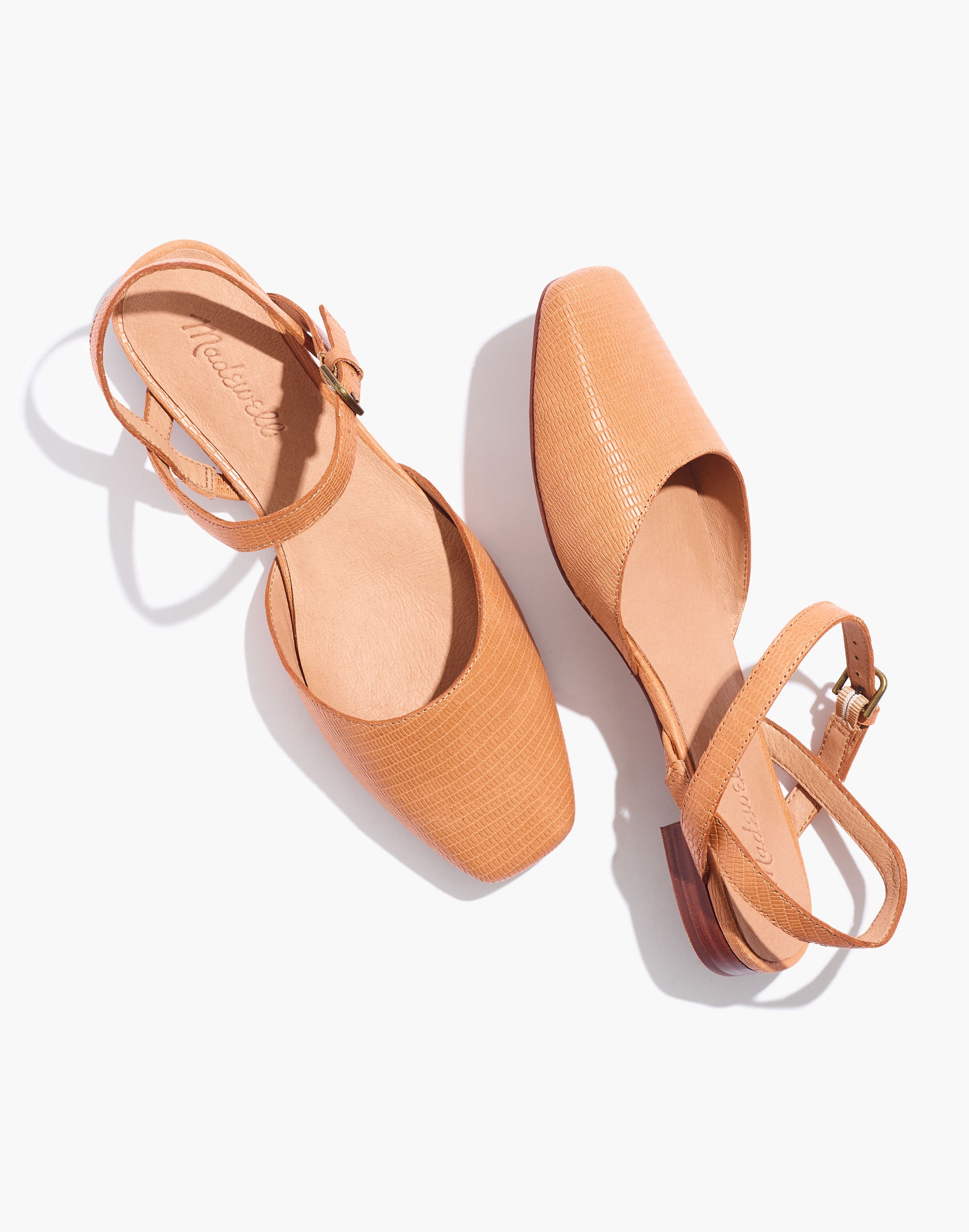 The Jeanne Slingback Flat in Lizard Embossed Leather