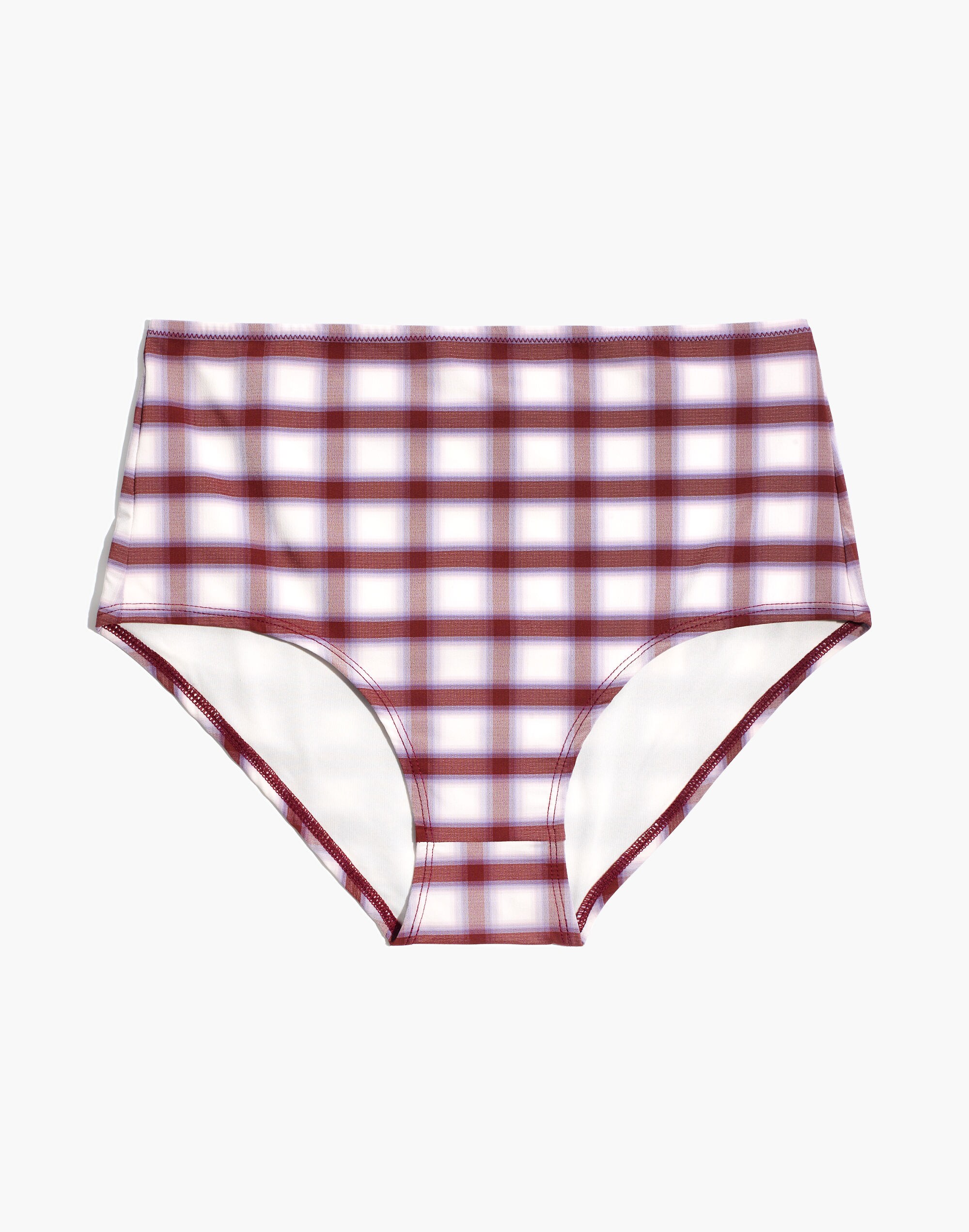 Madewell Second Wave Retro High-Waisted Bikini Bottom in Peralta Plaid