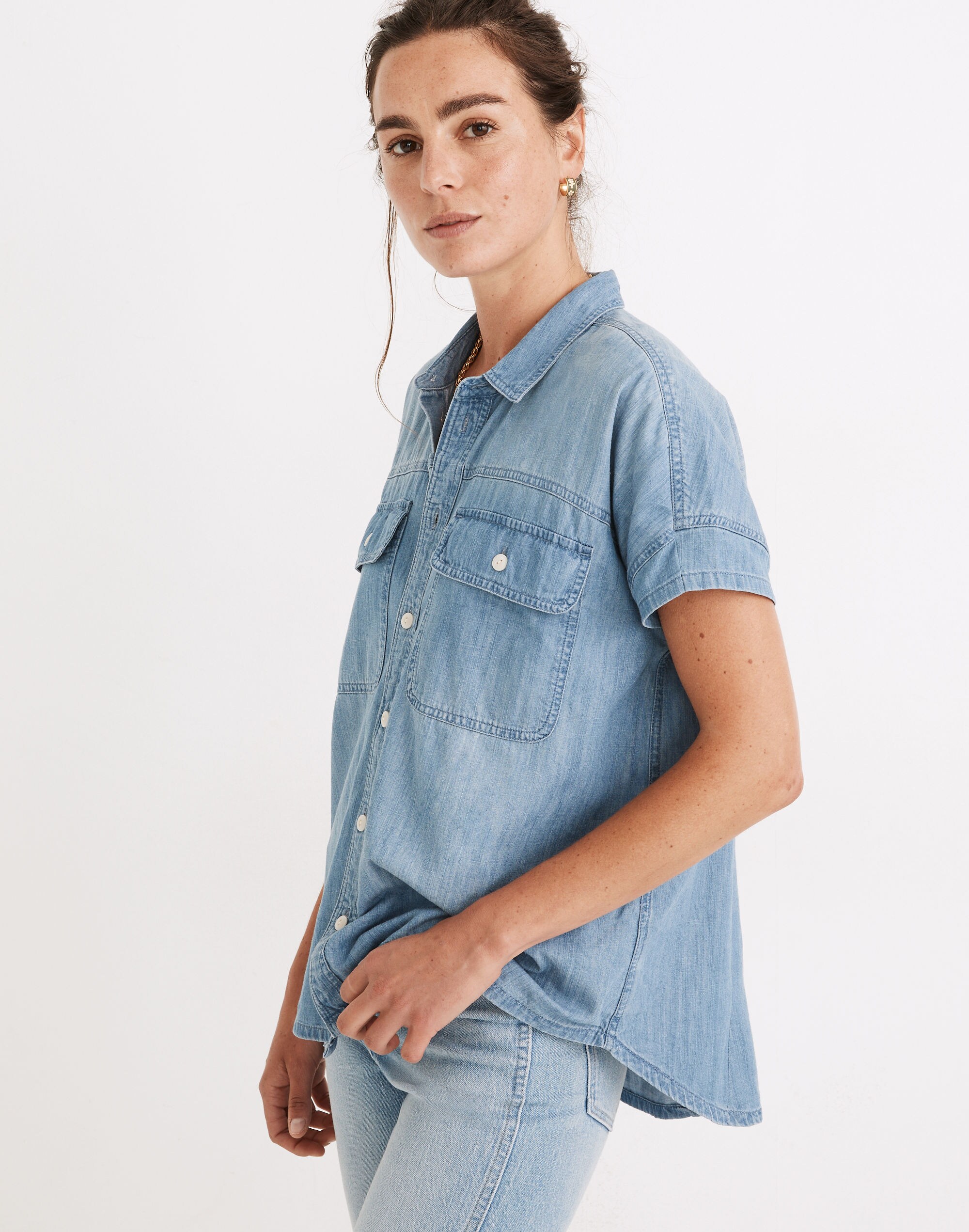 Cap-Sleeve Utility Shirt