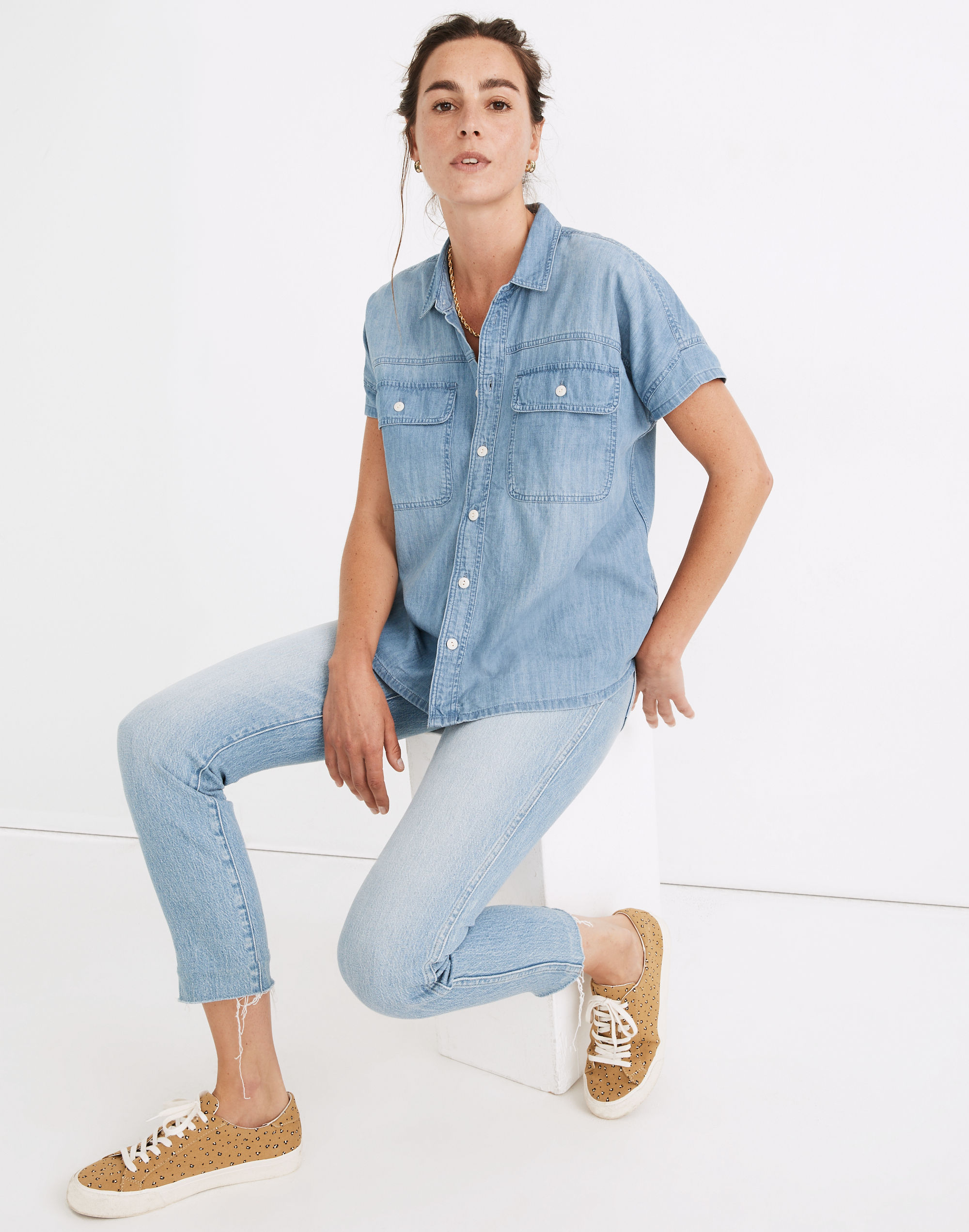 Cap-Sleeve Utility Shirt