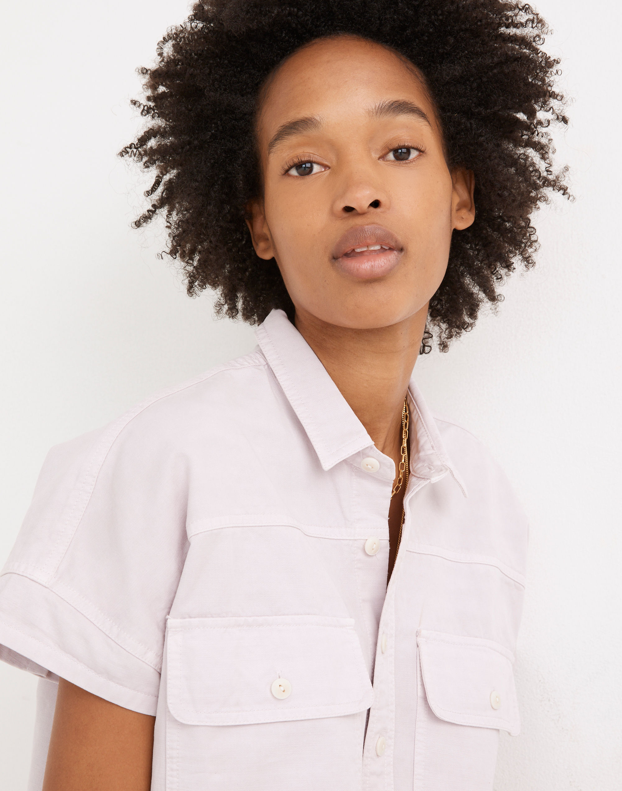 Cap-Sleeve Utility Shirt