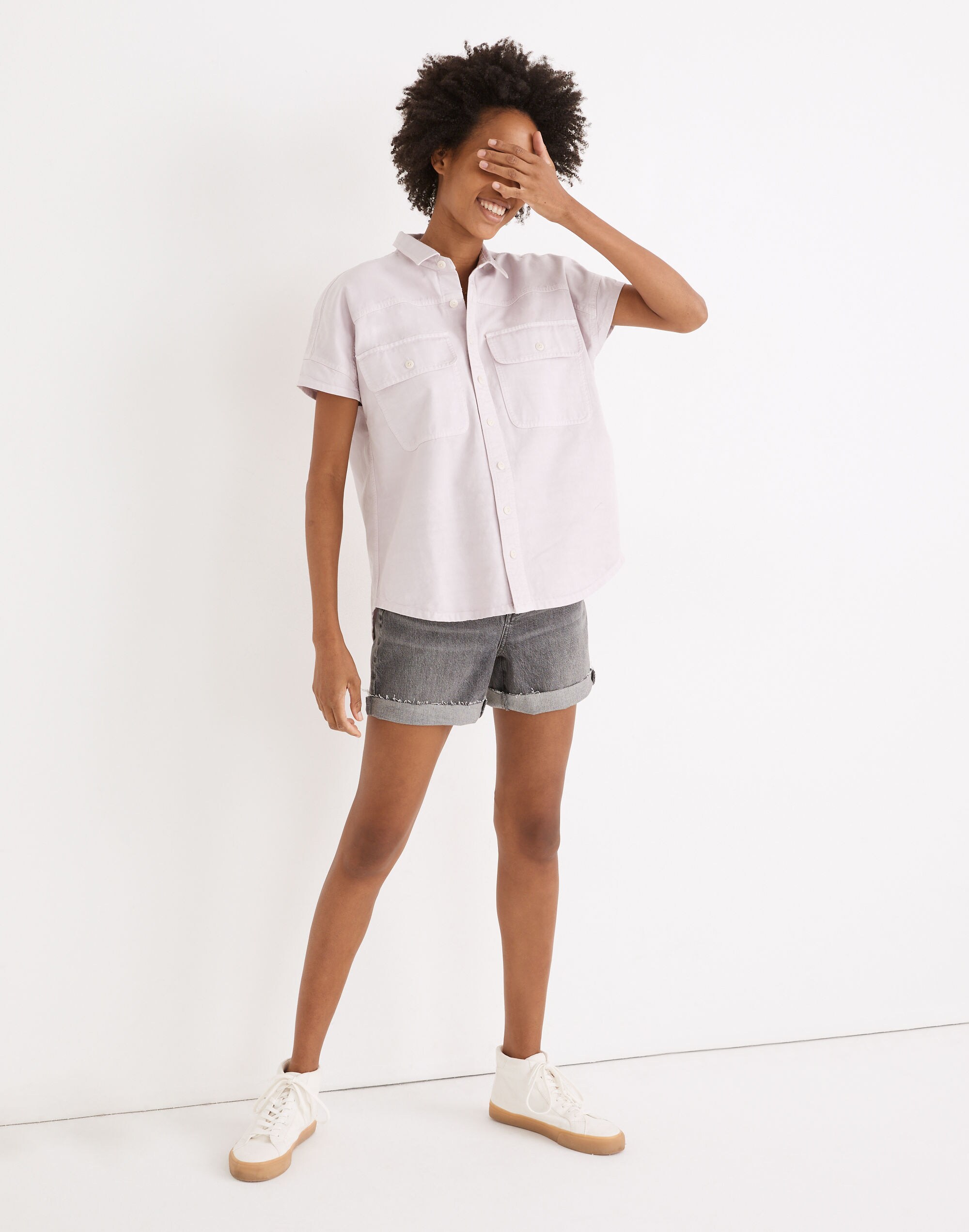 Cap-Sleeve Utility Shirt