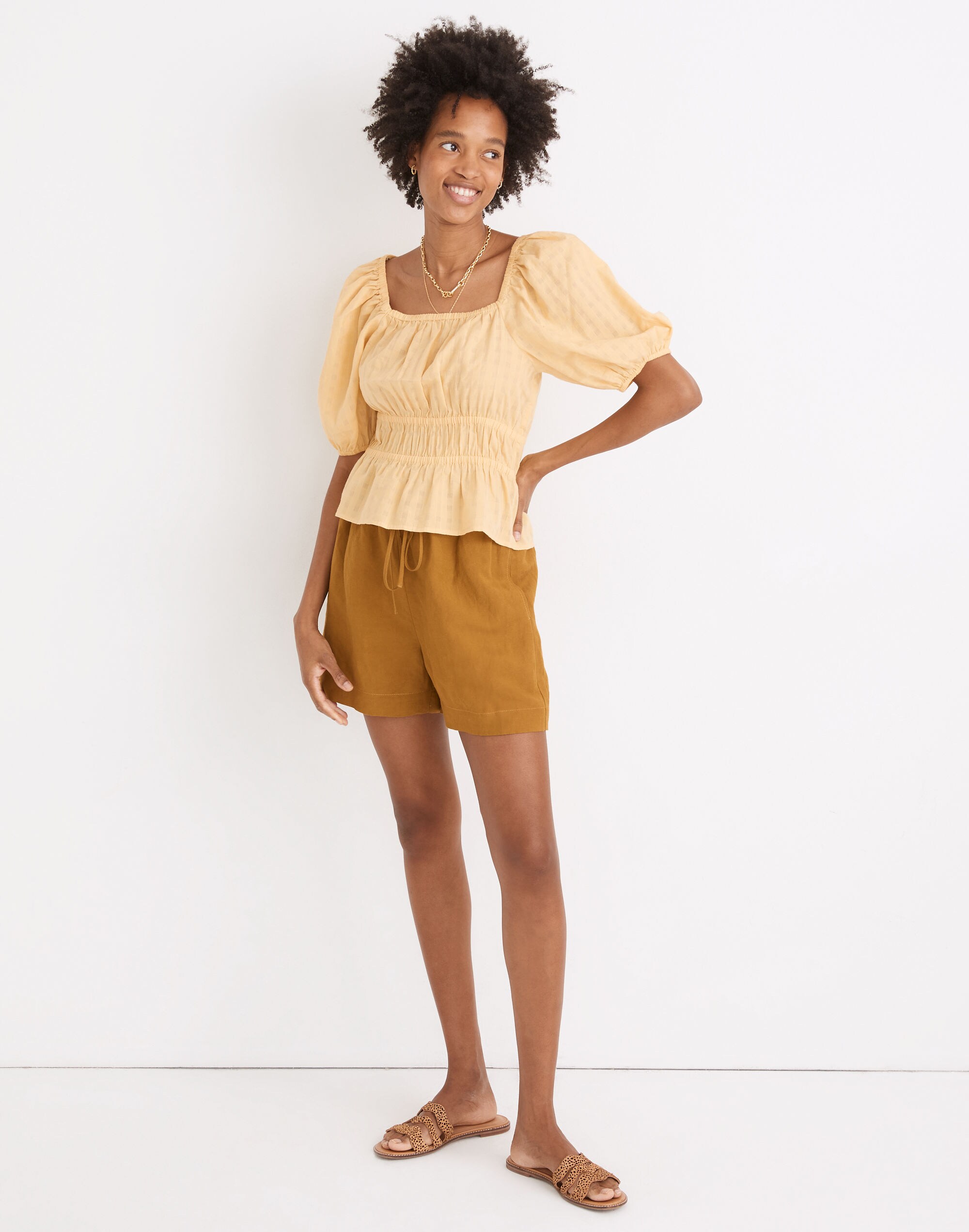 Smocked-Waist Crop Top