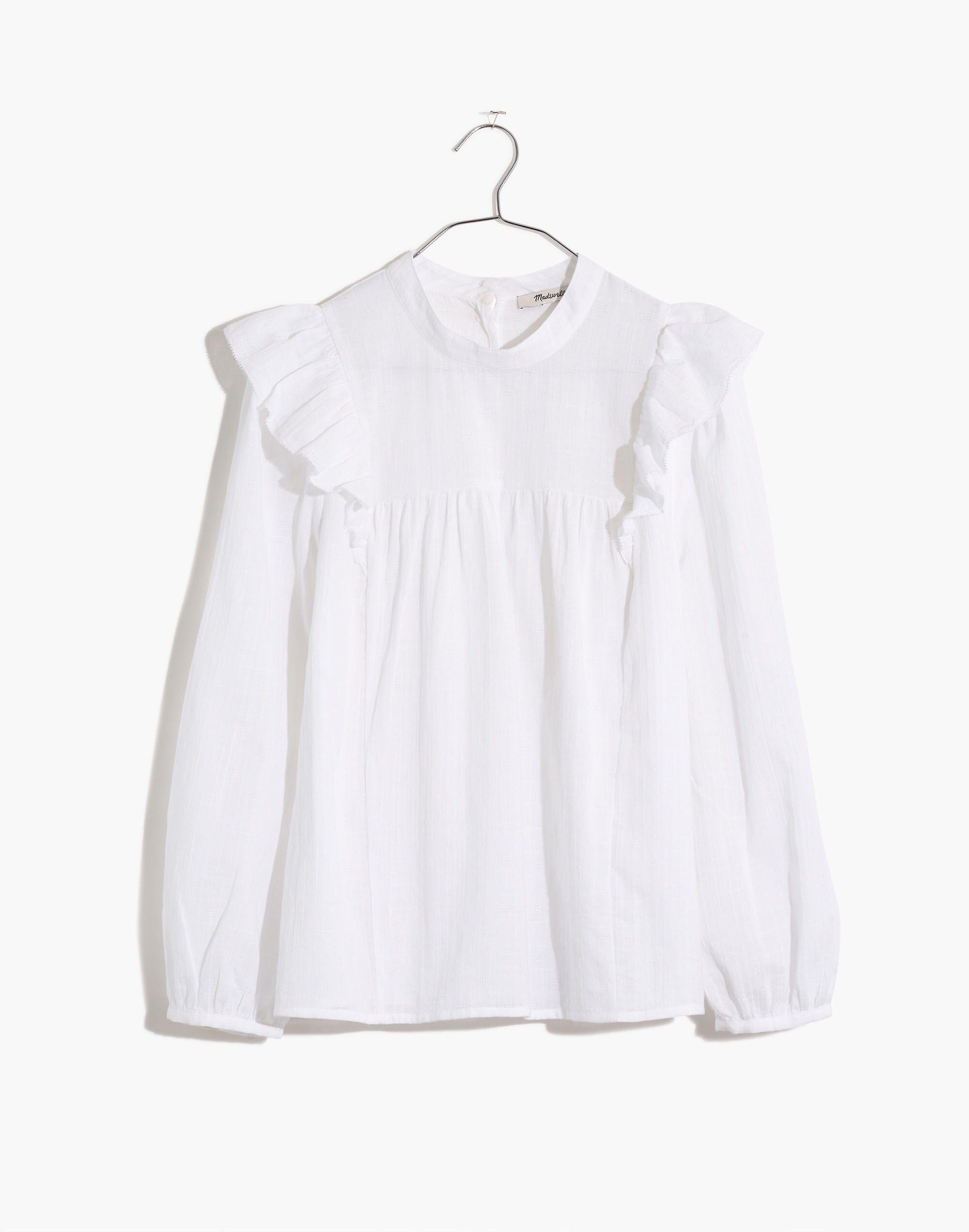 Ruffle-Yoke Puff-Sleeve Top