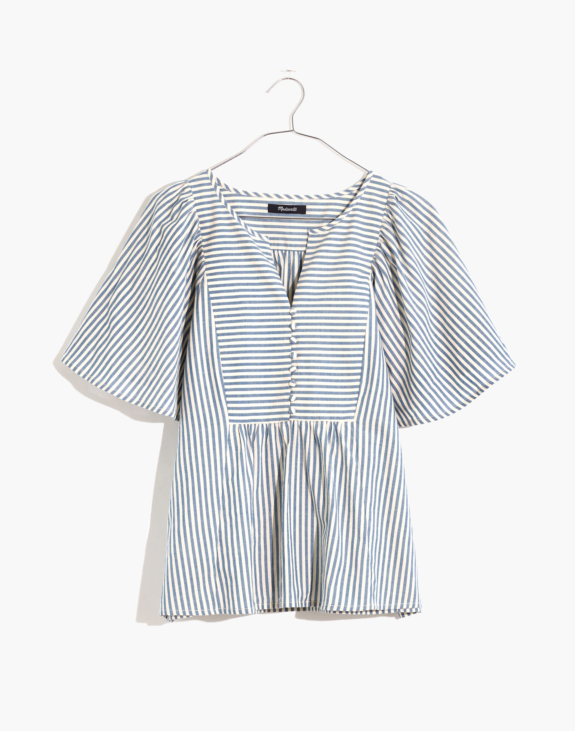 Courtyard Flutter-Sleeve Top in Stripe