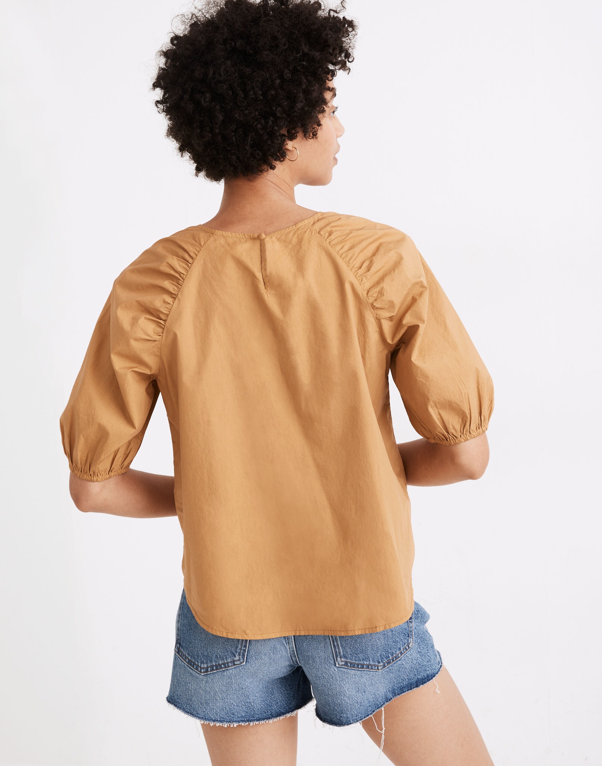 Gathered Balloon-Sleeve Top