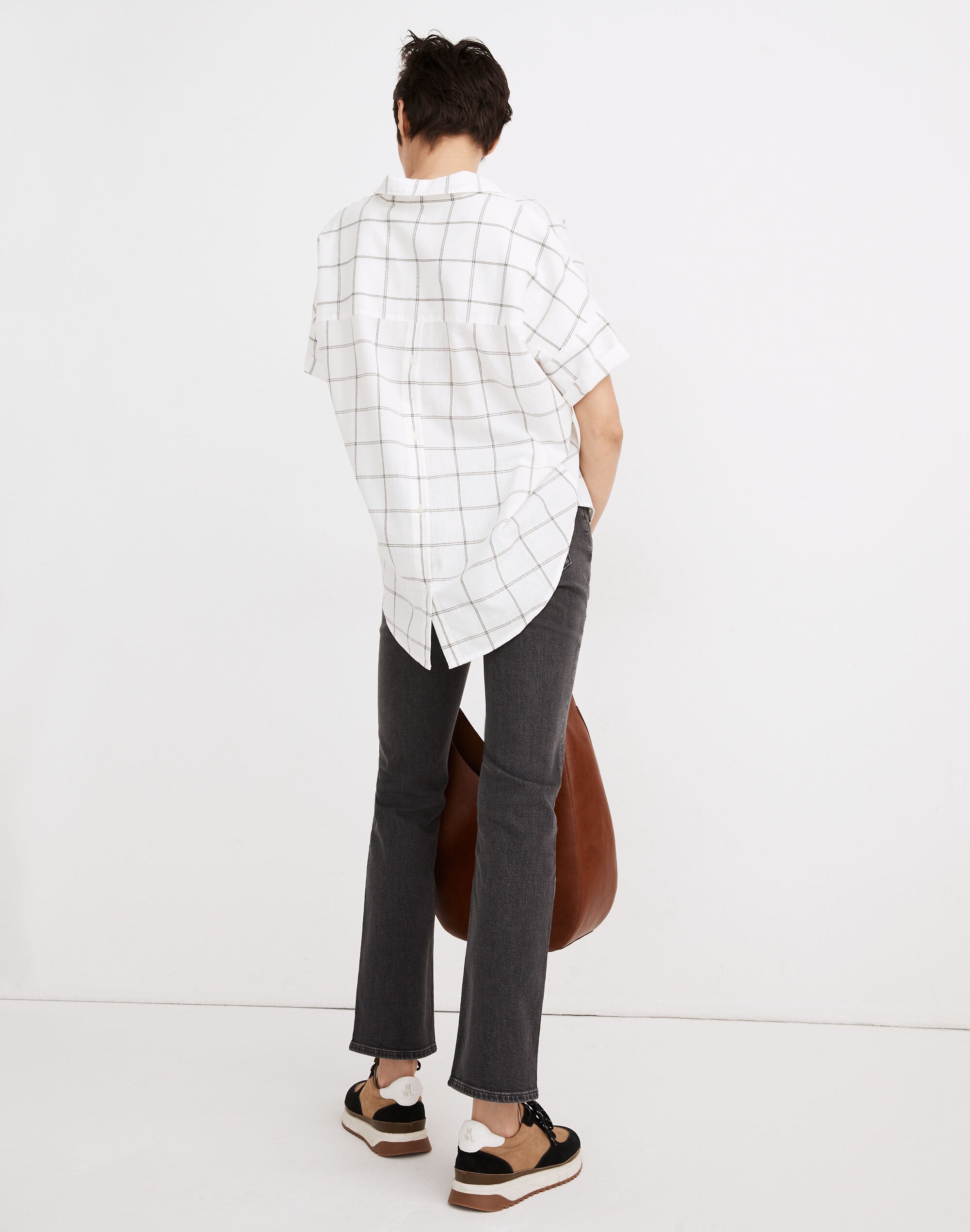 Courier Button-Back Shirt in Double Windowpane