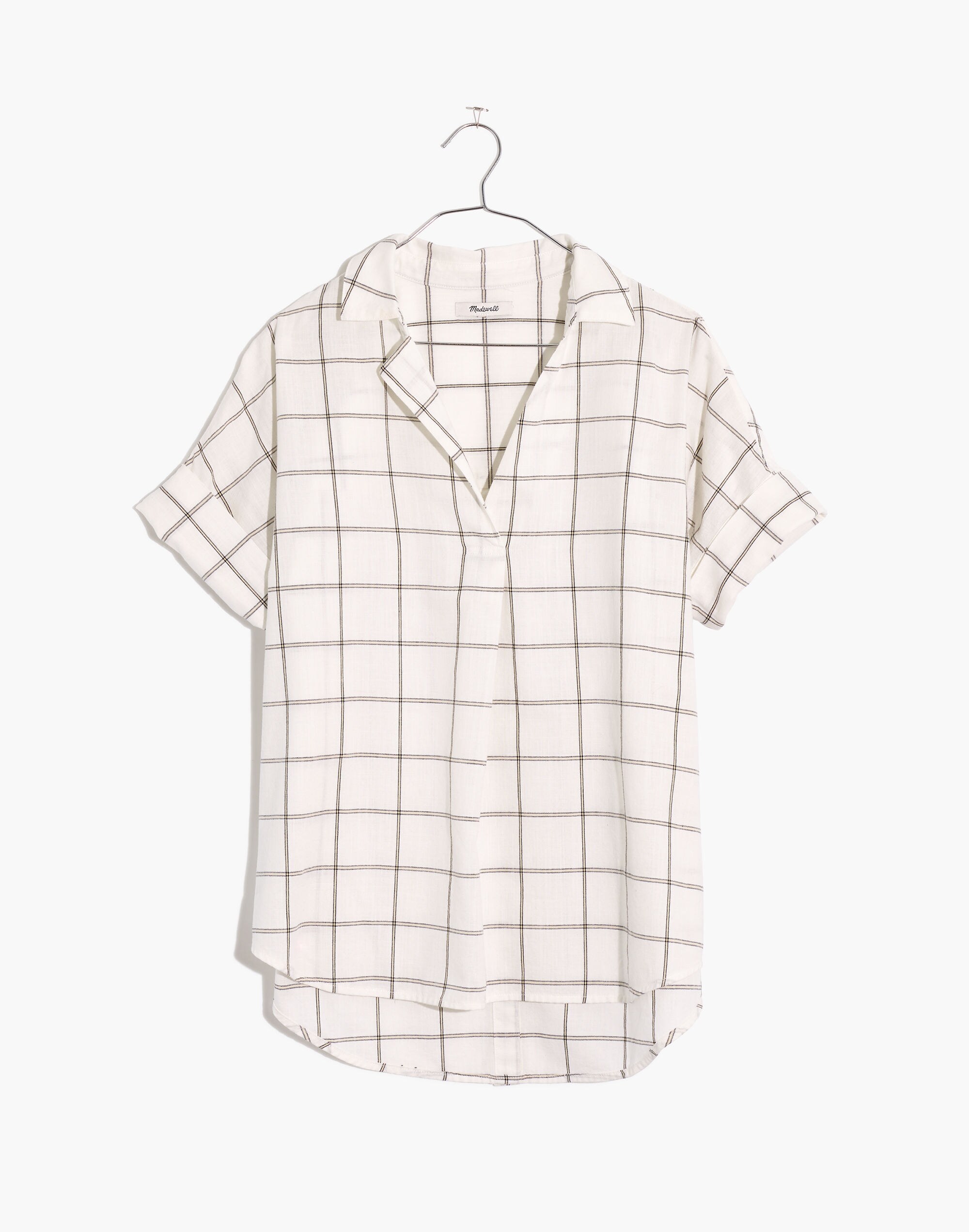 Courier Button-Back Shirt in Double Windowpane