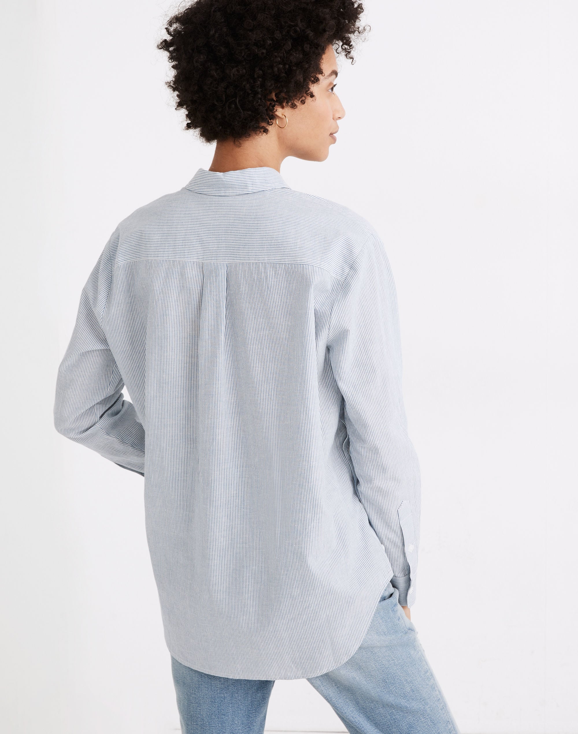 Side-Button Oversized Ex-Boyfriend Shirt in Stripe