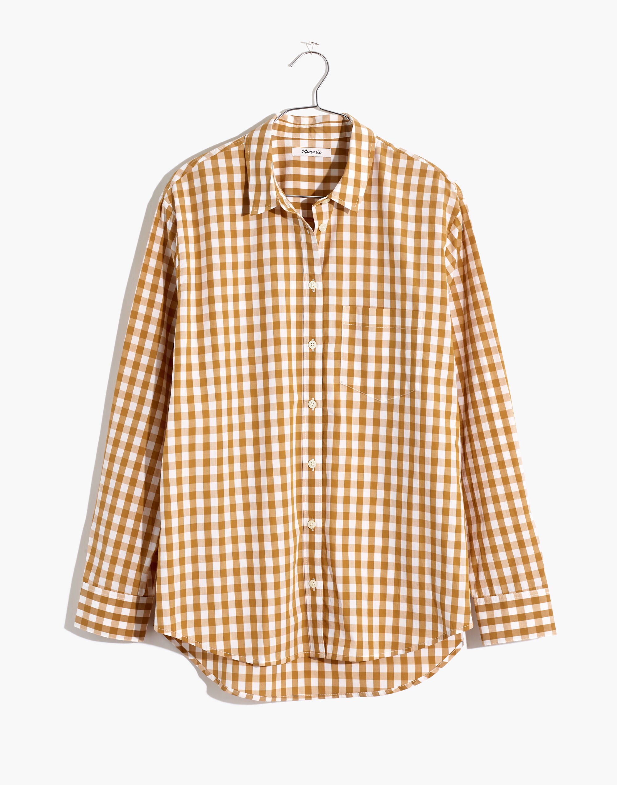 Side-Button Oversized Ex-Boyfriend Shirt in Gingham Check