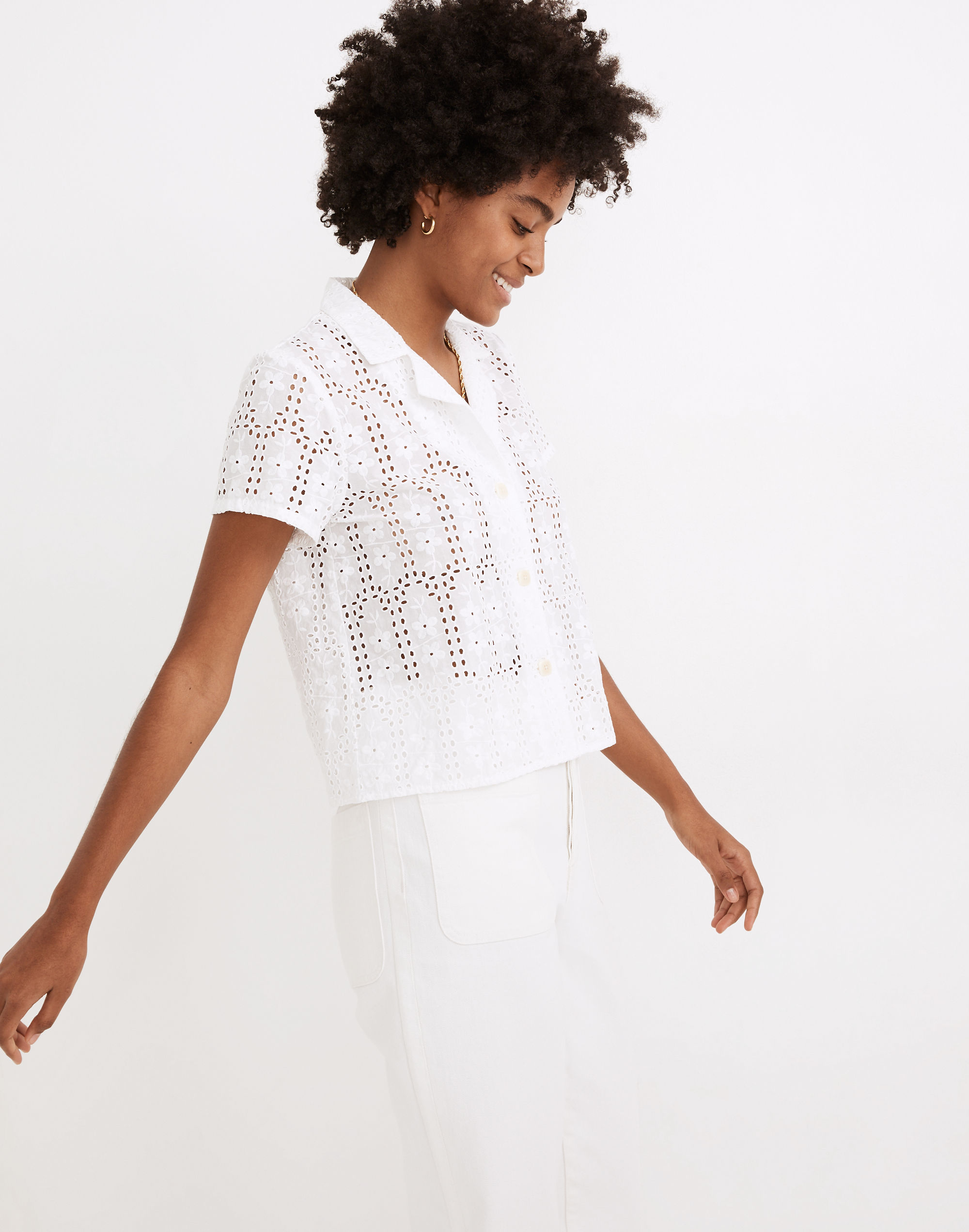 Eyelet Shrunken Camp Shirt