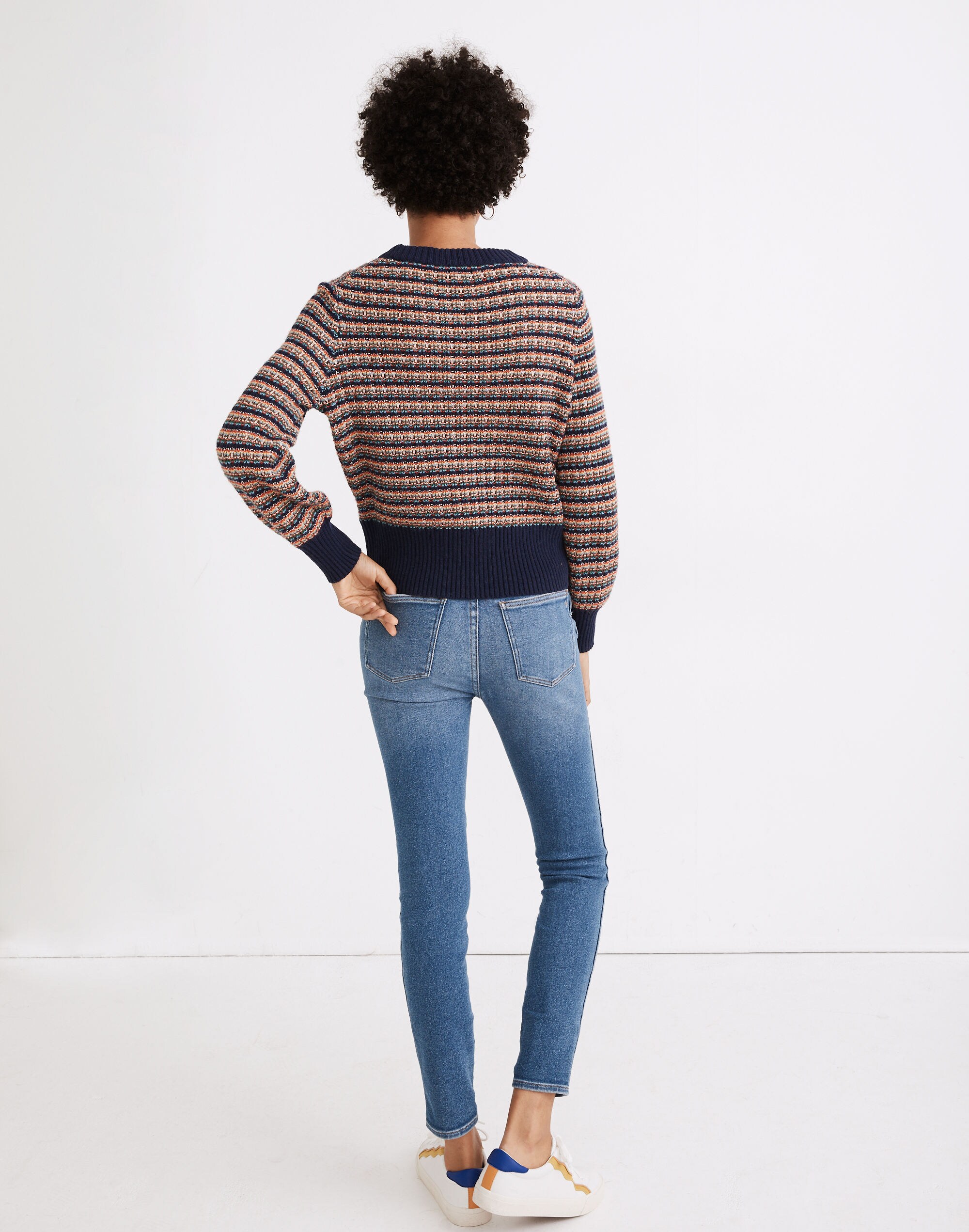 Striped Tensley Pullover Sweater in Cotton-Merino Yarn