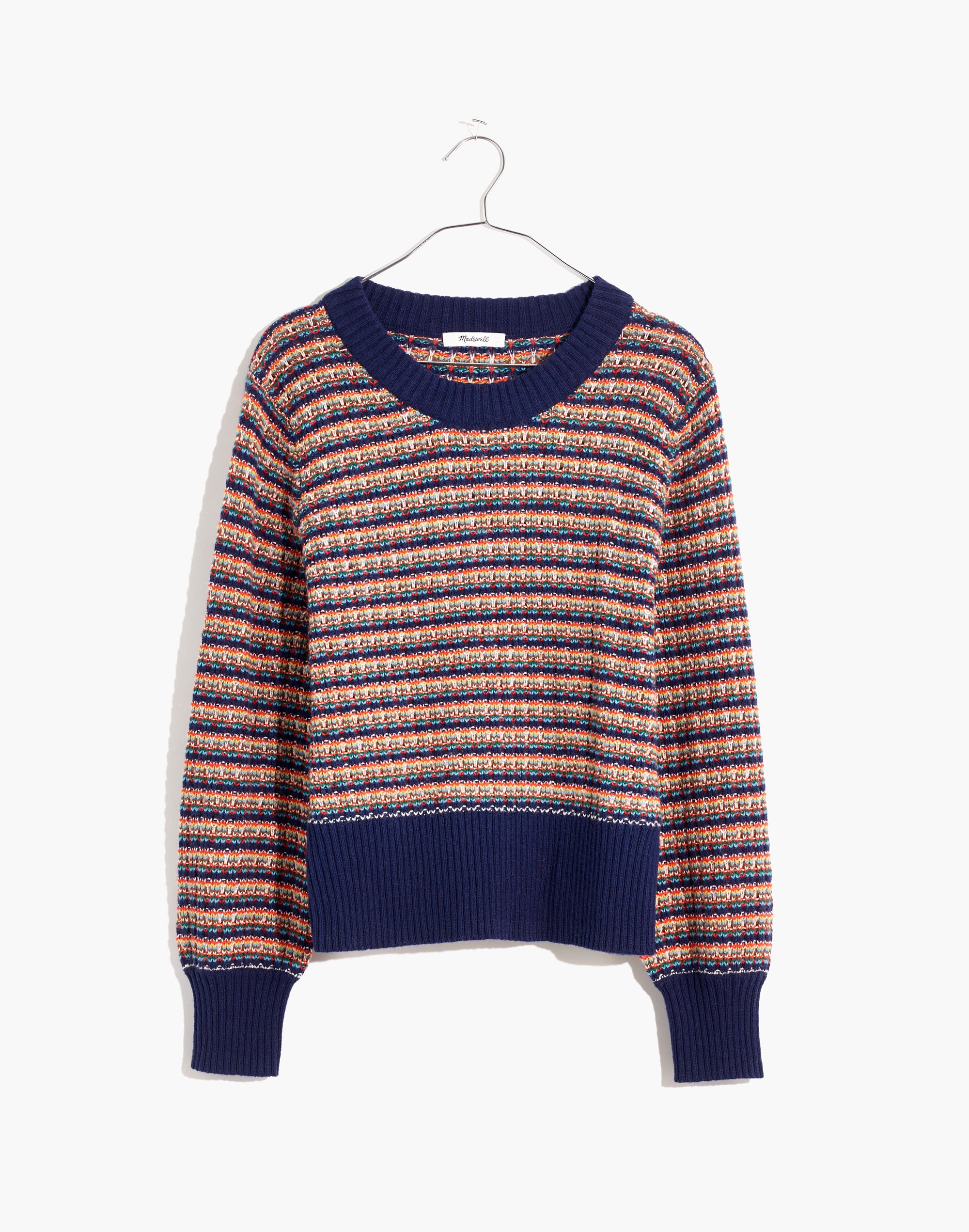 Striped Tensley Pullover Sweater in Cotton-Merino Yarn