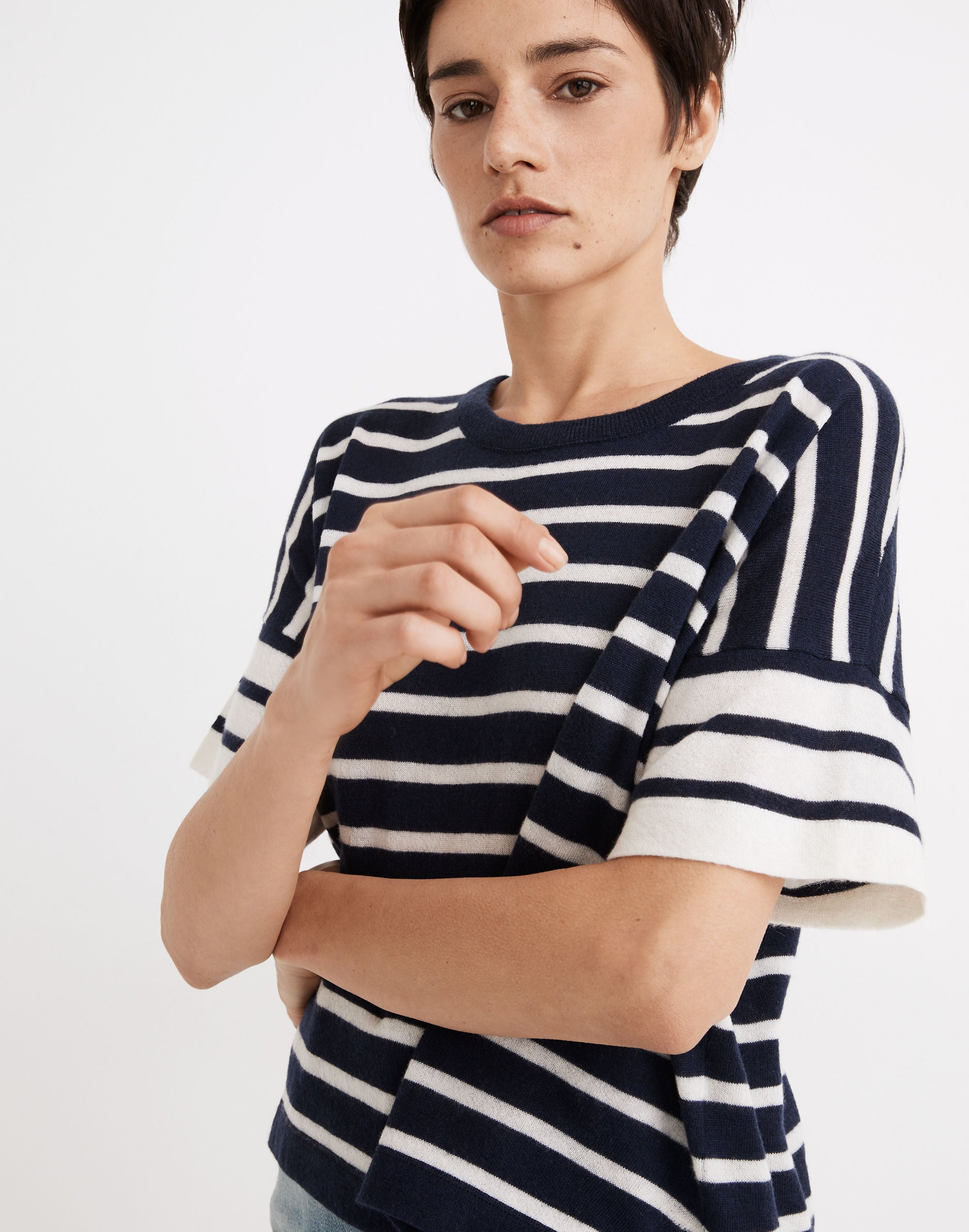 (Re)sponsible Weightless Cashmere Sweater Tee in Stripe