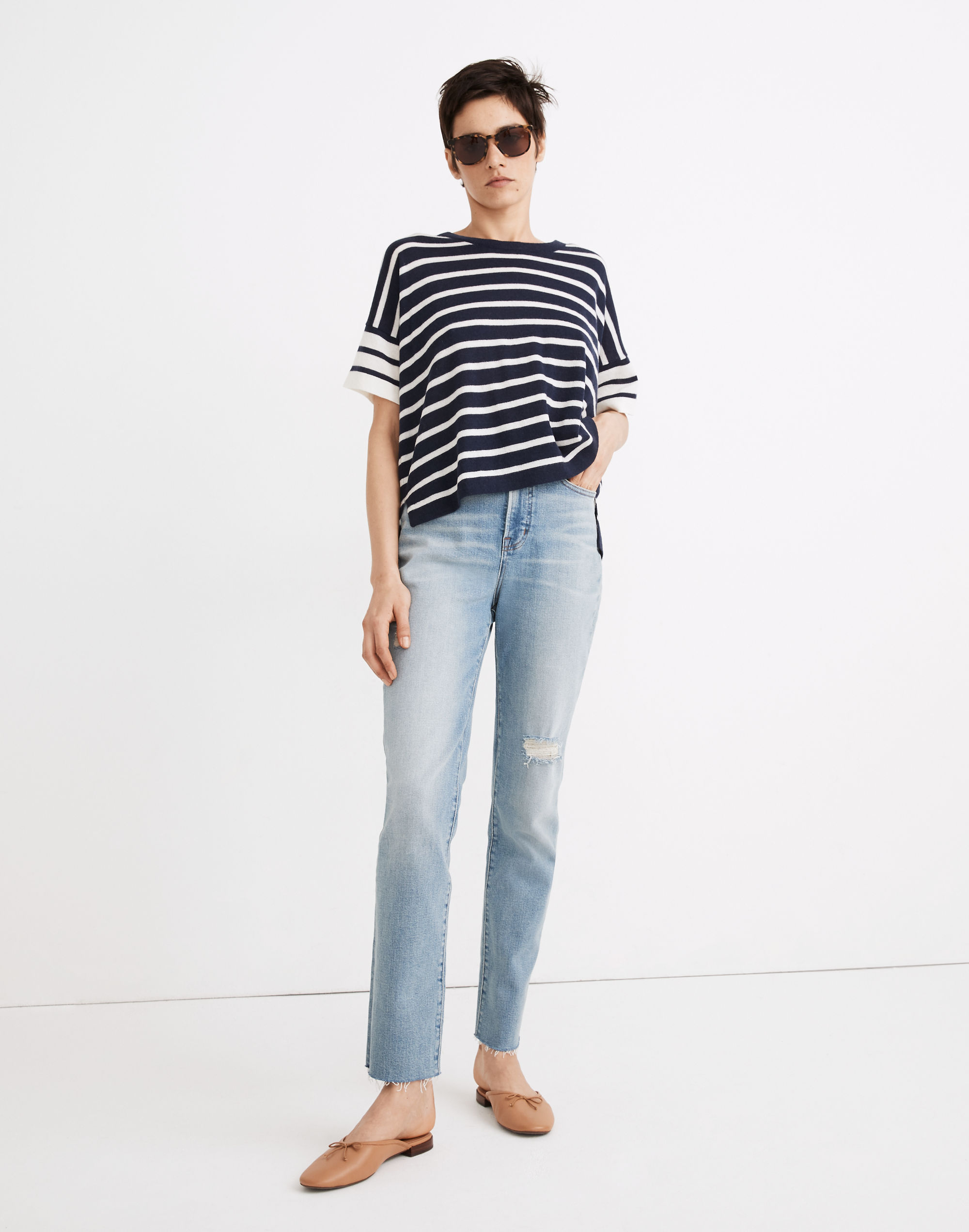 (Re)sponsible Weightless Cashmere Sweater Tee in Stripe