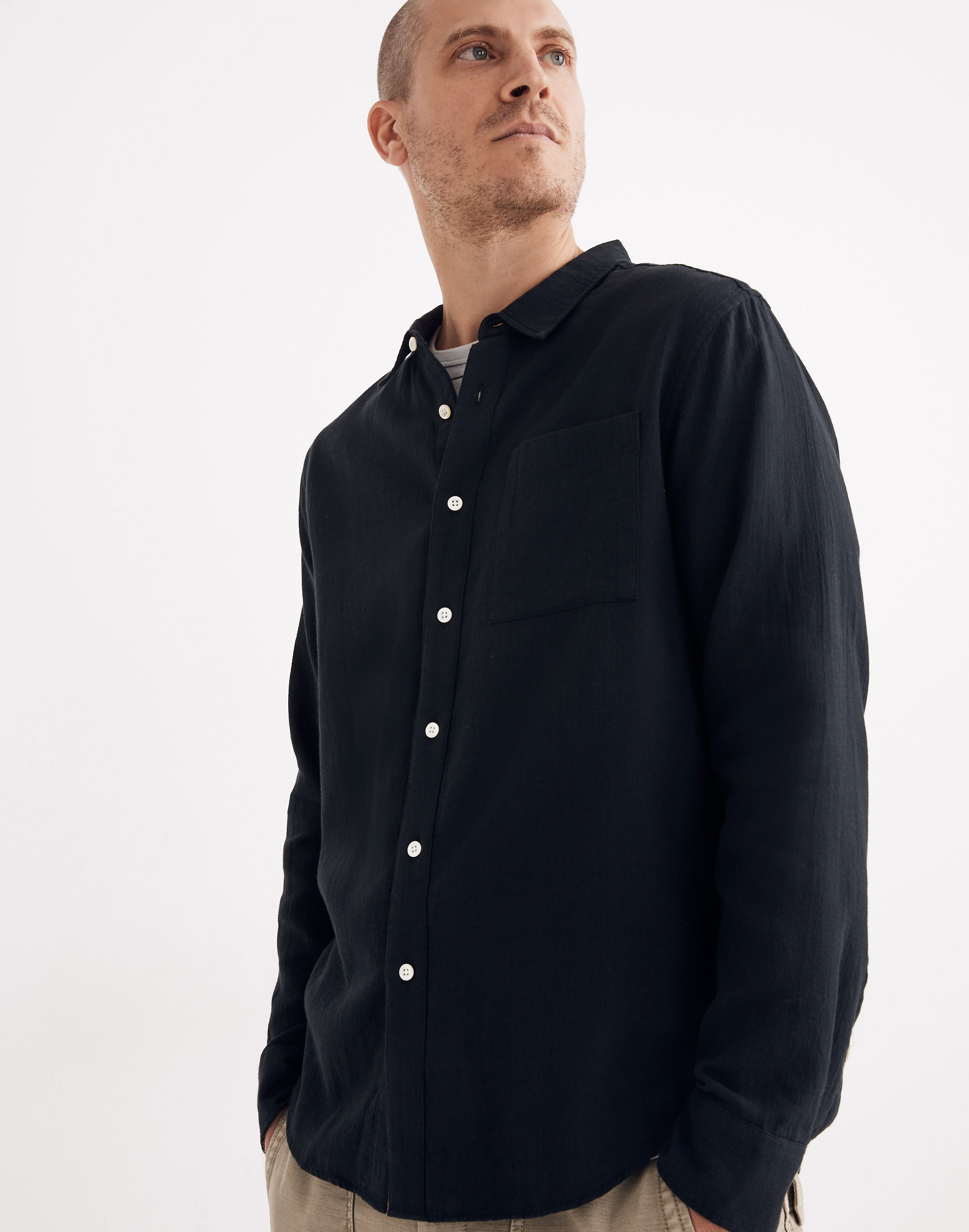 Textured Cotton Perfect Long-Sleeve Shirt