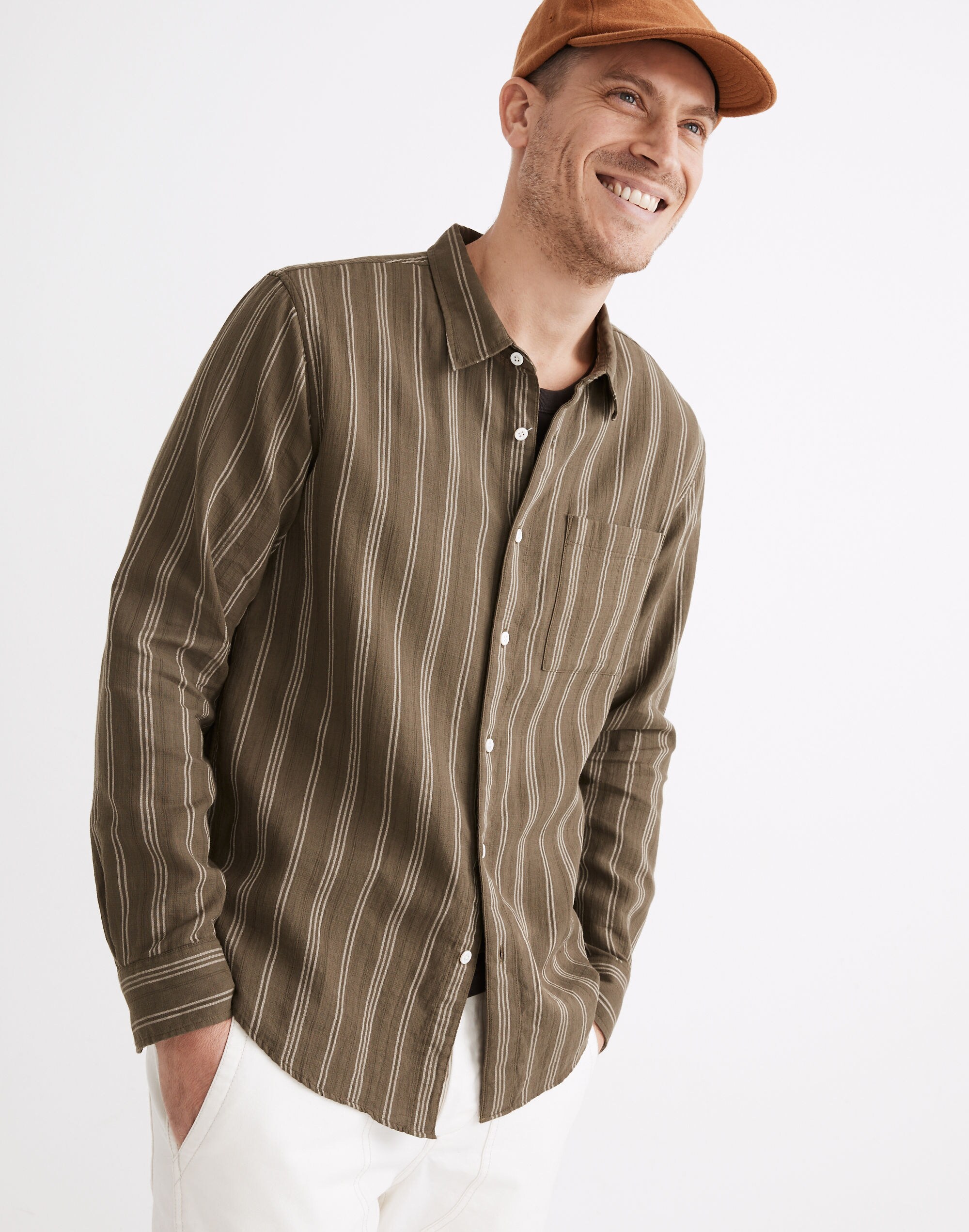 Textured Cotton Perfect Long-Sleeve Shirt