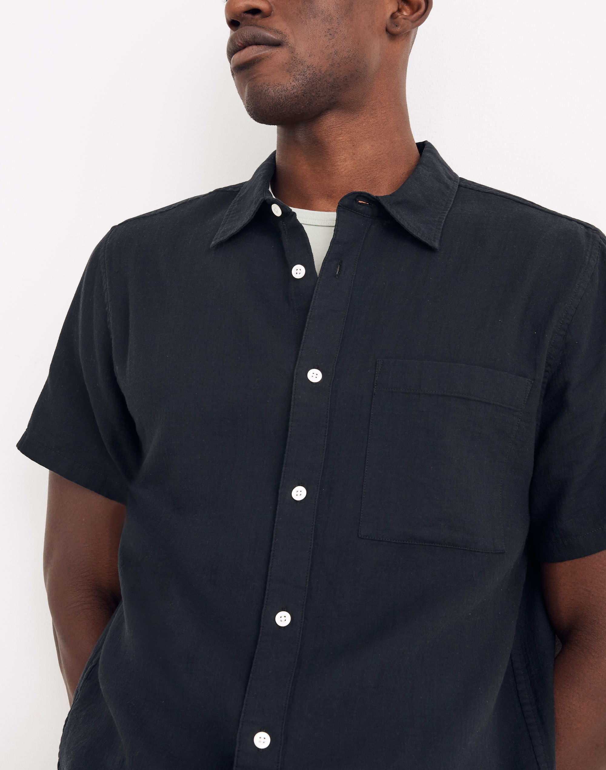 Textured Cotton Perfect Short-Sleeve Shirt