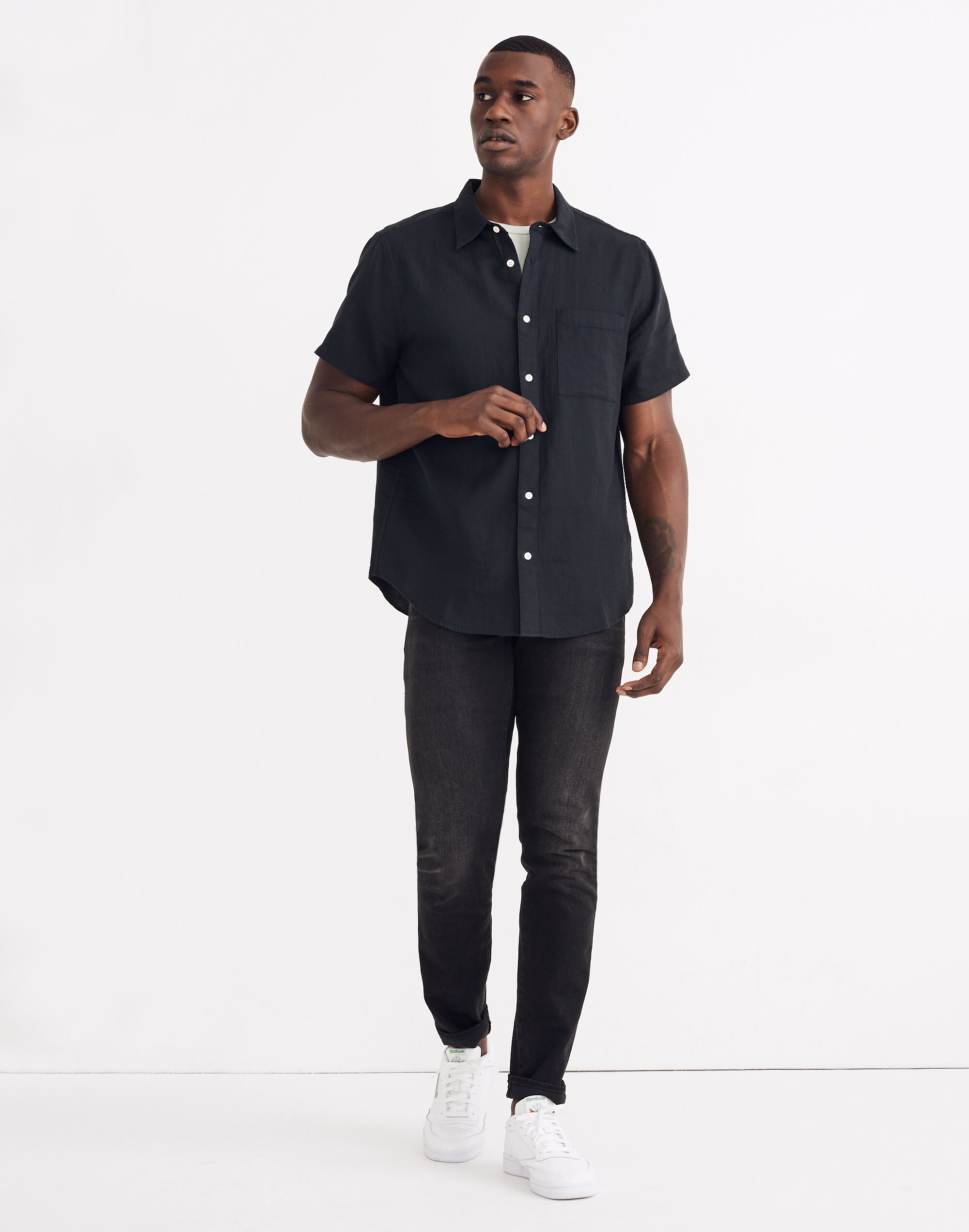 Textured Cotton Perfect Short-Sleeve Shirt