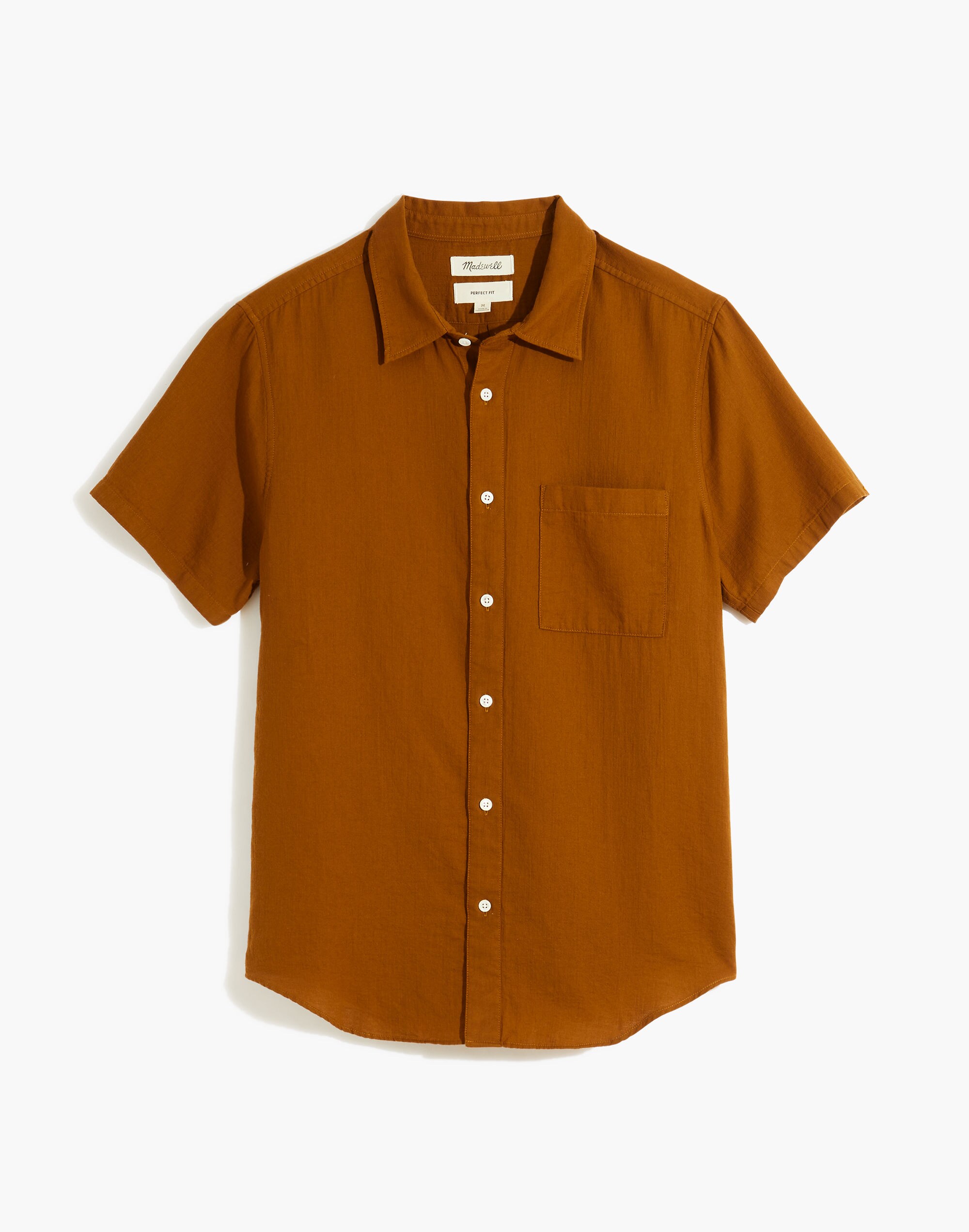 Textured Cotton Perfect Short-Sleeve Shirt