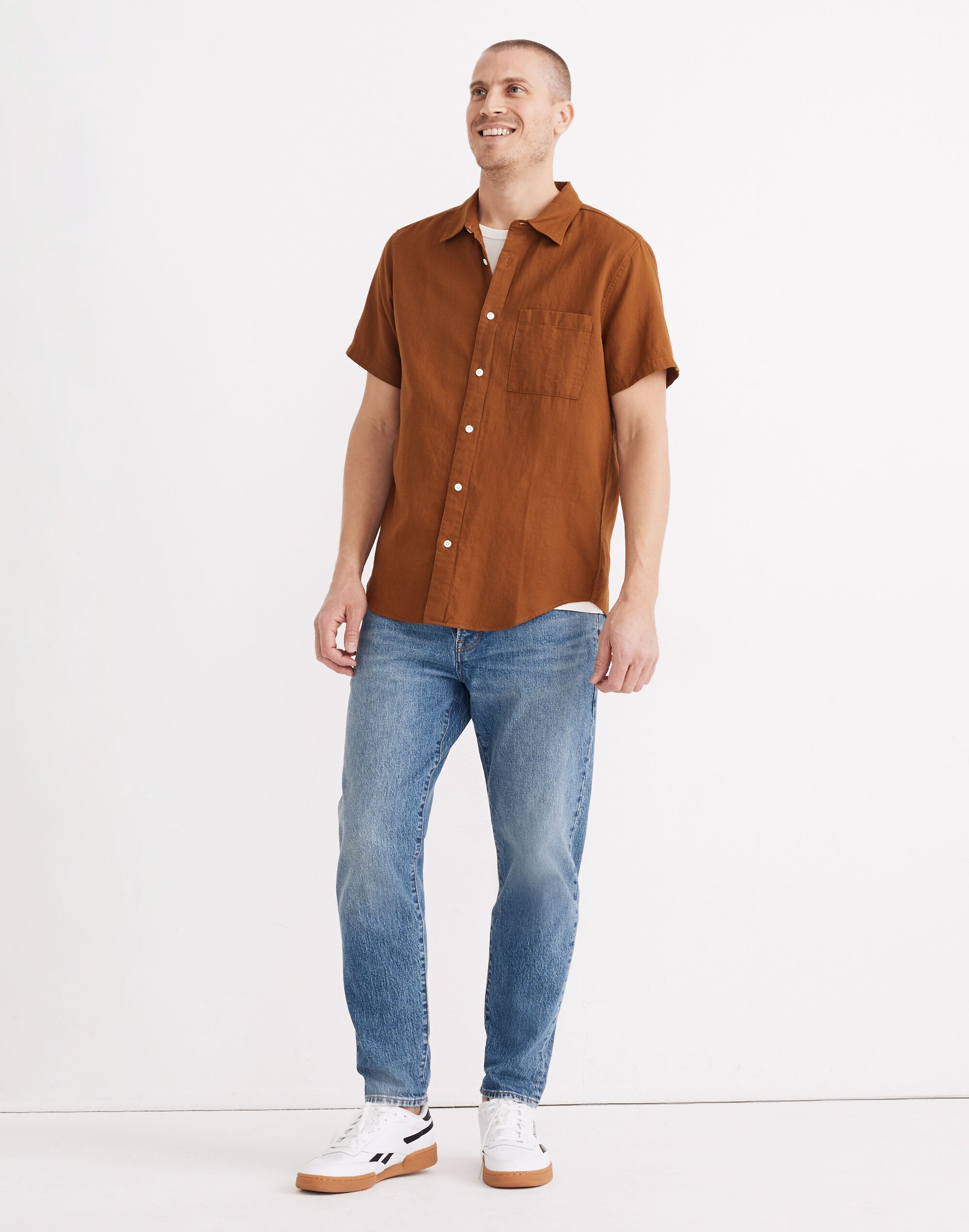 Textured Cotton Perfect Short-Sleeve Shirt