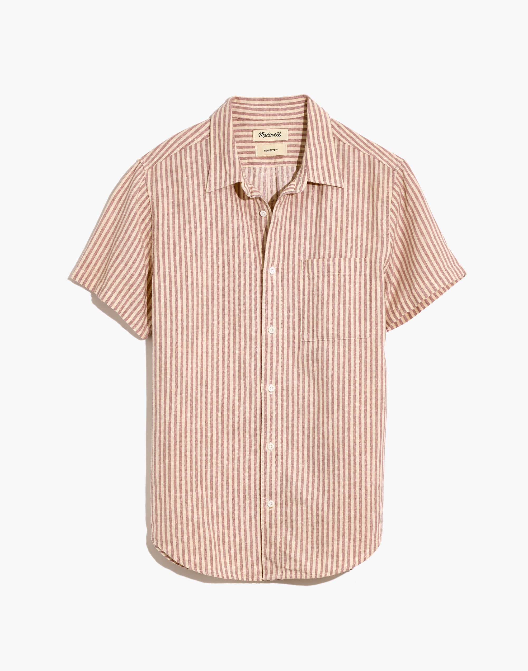 Linen-Cotton Perfect Short-Sleeve Shirt in Pattern