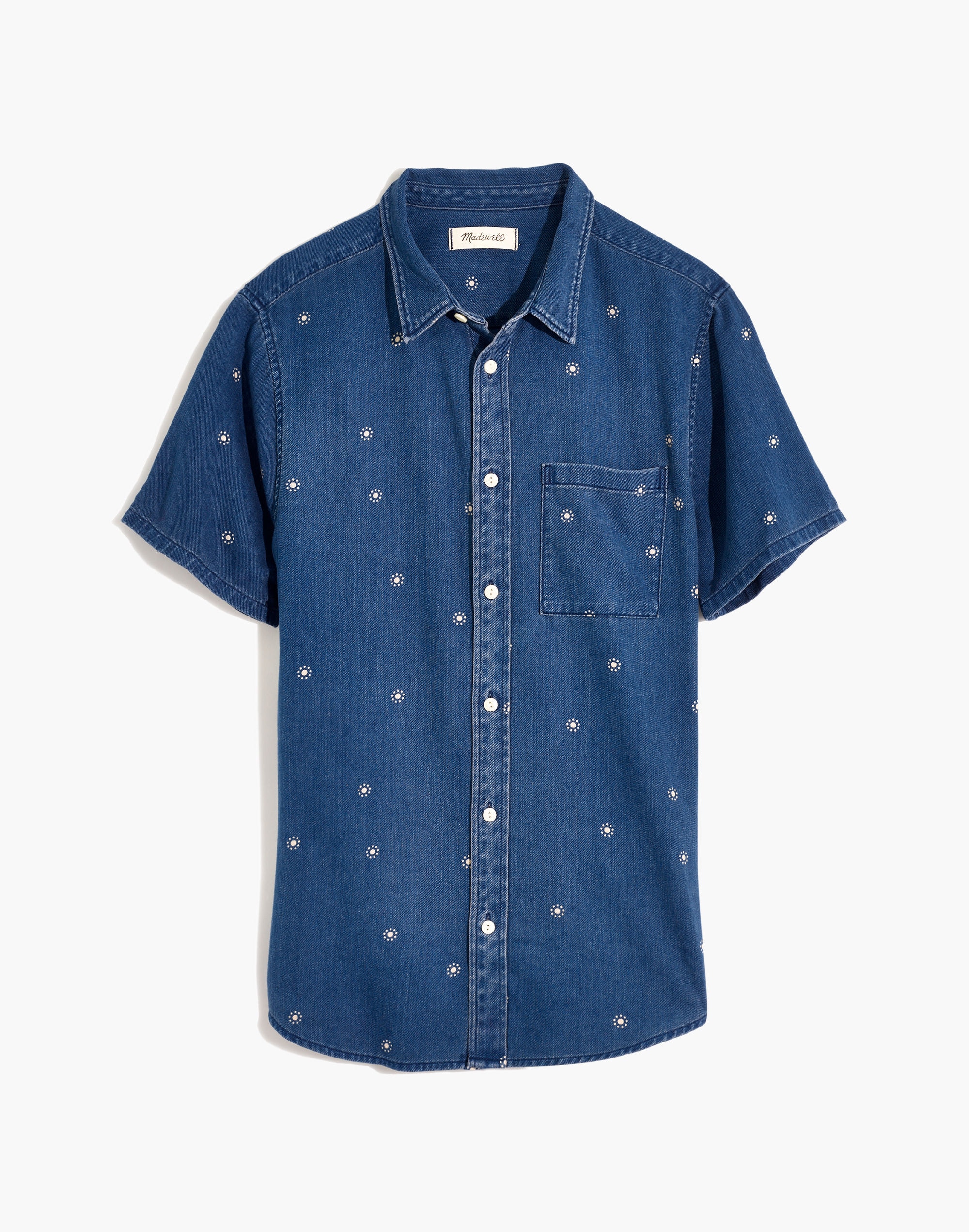 Perfect Short-Sleeve Shirt in Indigo Setting Suns