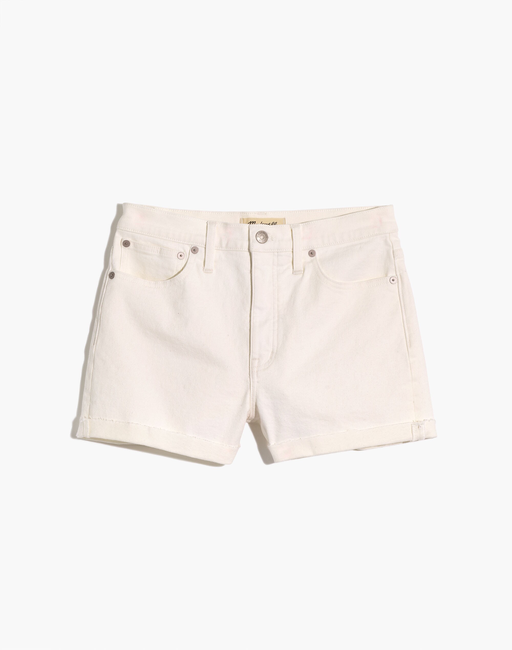 High-Rise Denim Shorts in Tile White