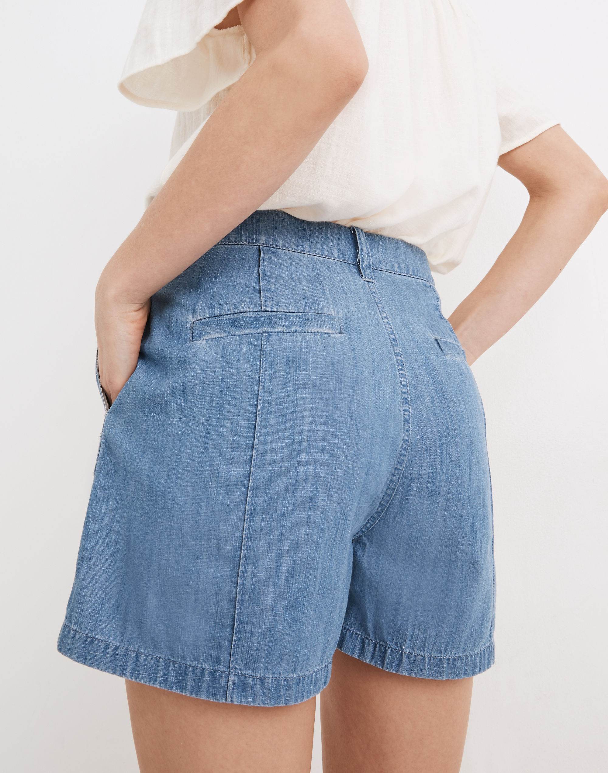 Pintuck Denim Shorts