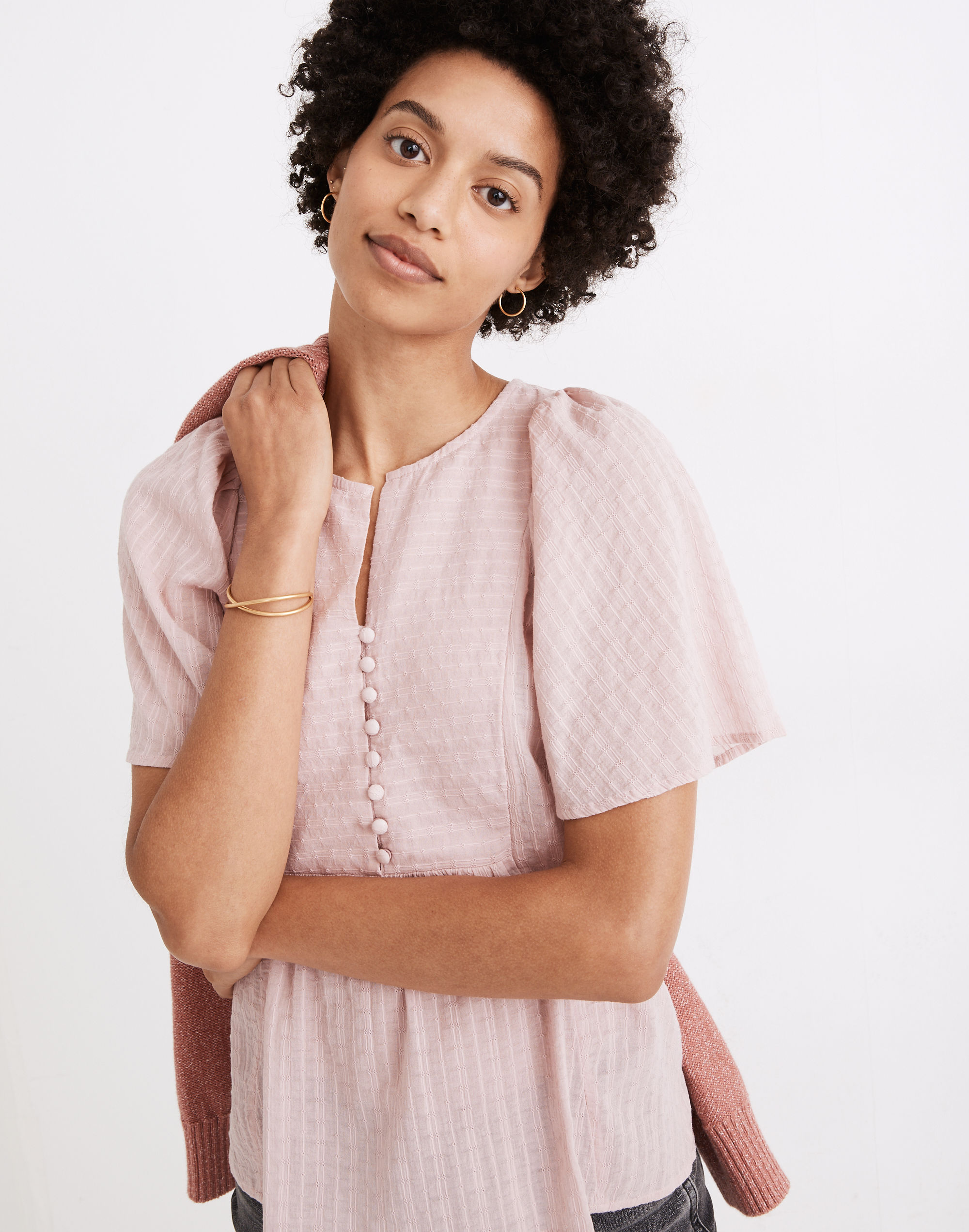 courtyard flutter-sleeve top
