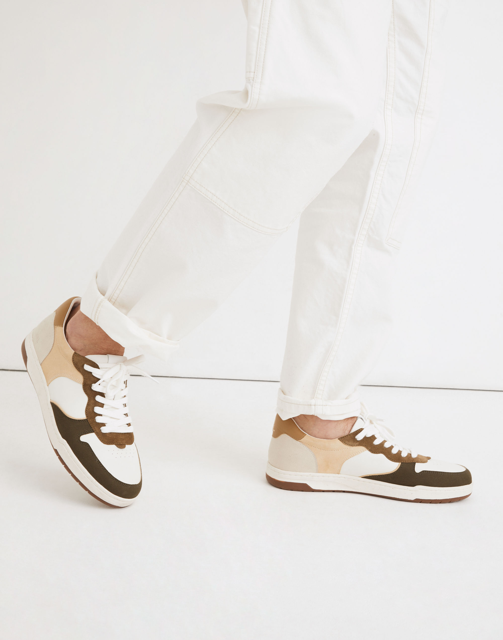 Court Sneakers in Colorblock Leather and Nubuck
