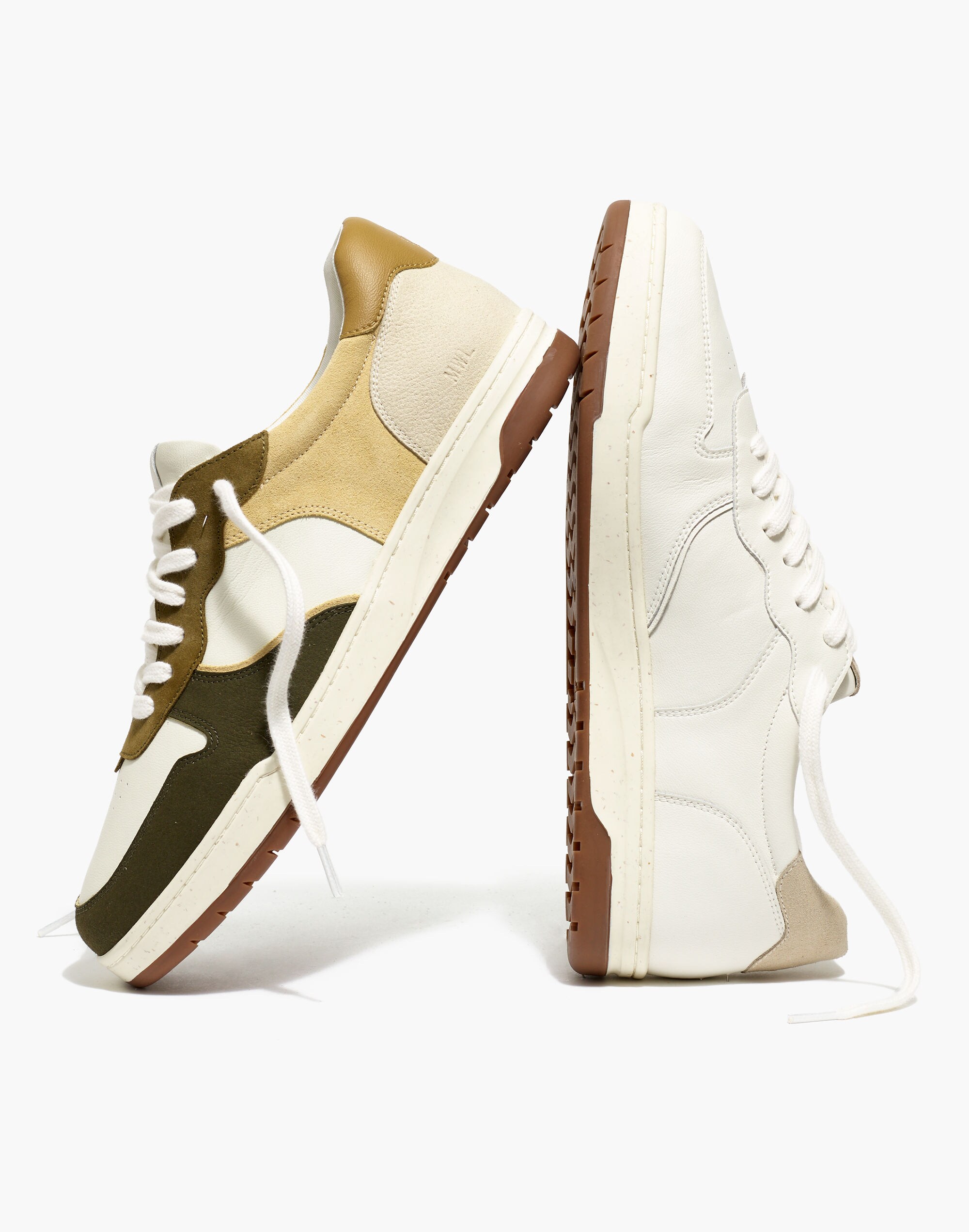Court Sneakers in Colorblock Leather and Nubuck
