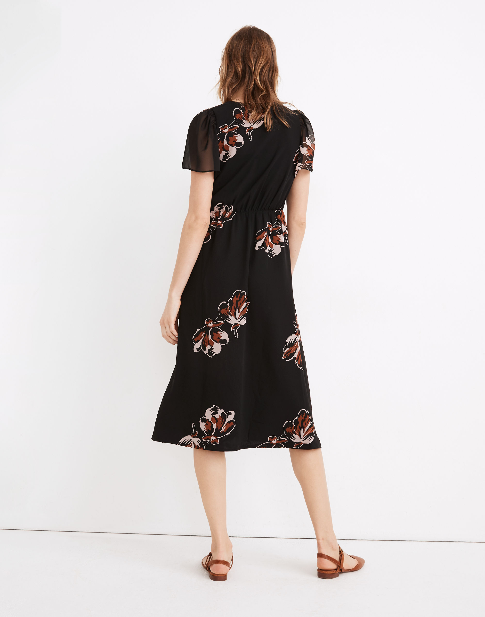 Georgette Tie-Wrap Midi Dress in Duskblossom